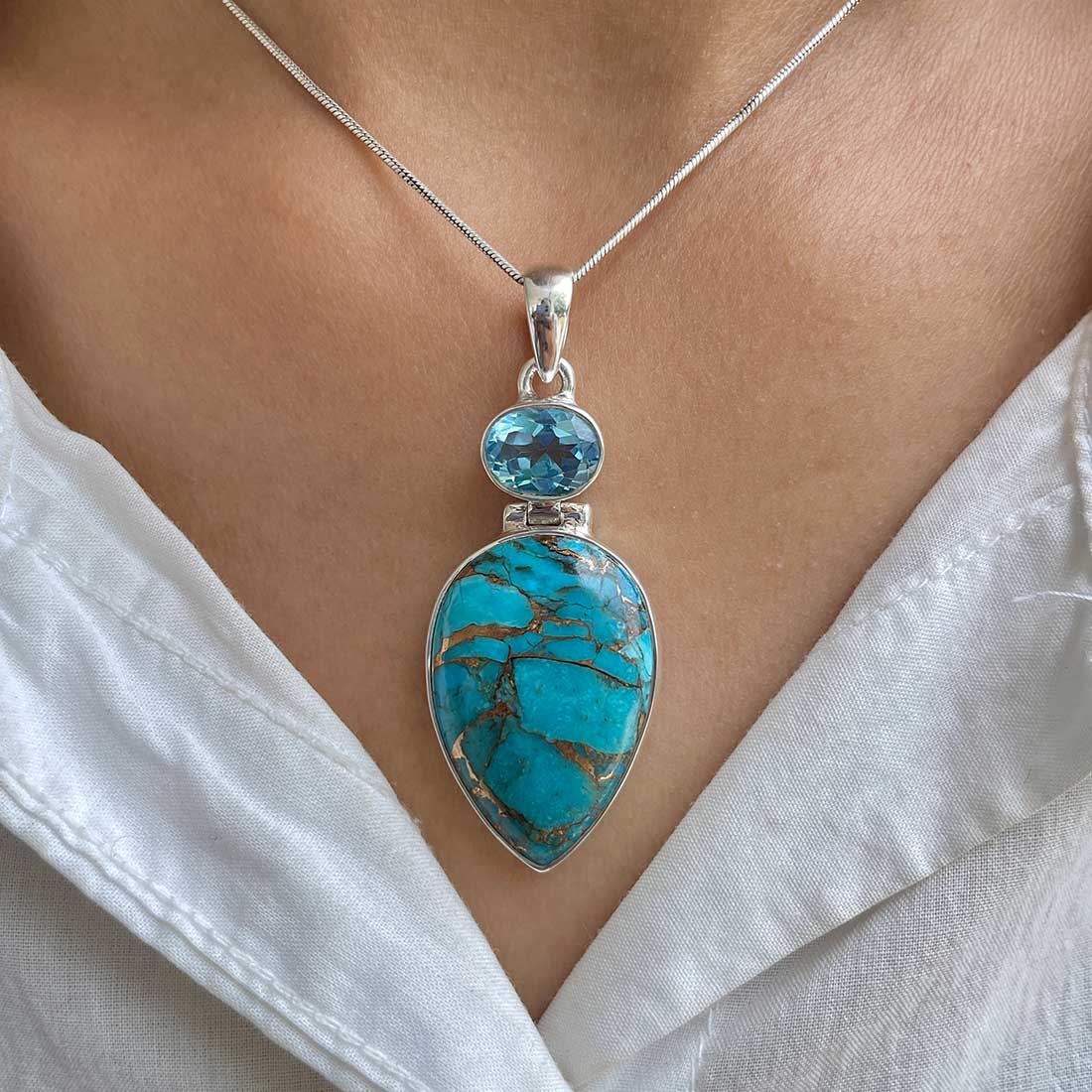 Mojave Copper Turquoise Pendant-(BCT-P-8.)