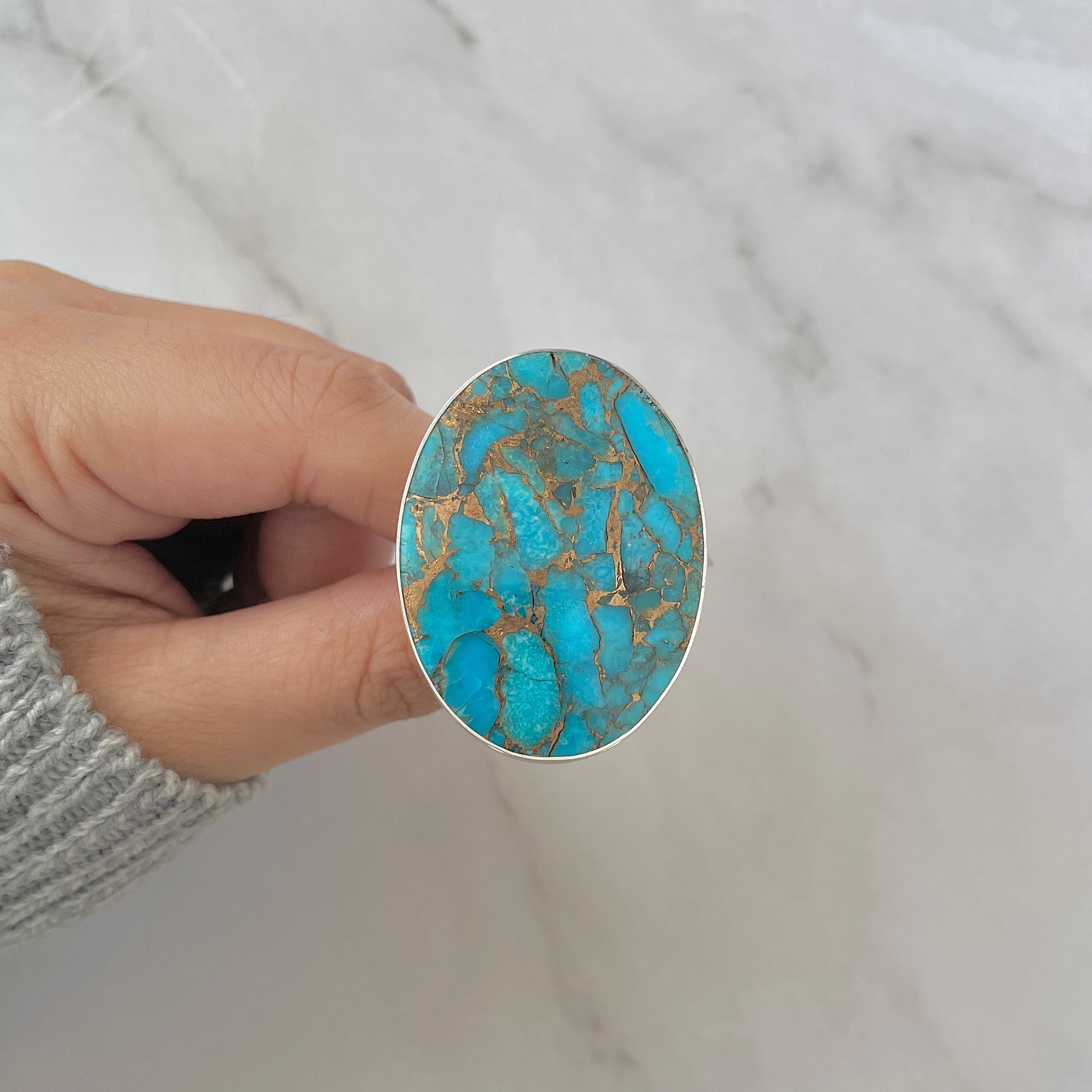 Mojave Copper Turquoise Adjustable Ring-(BCT-R-10.)