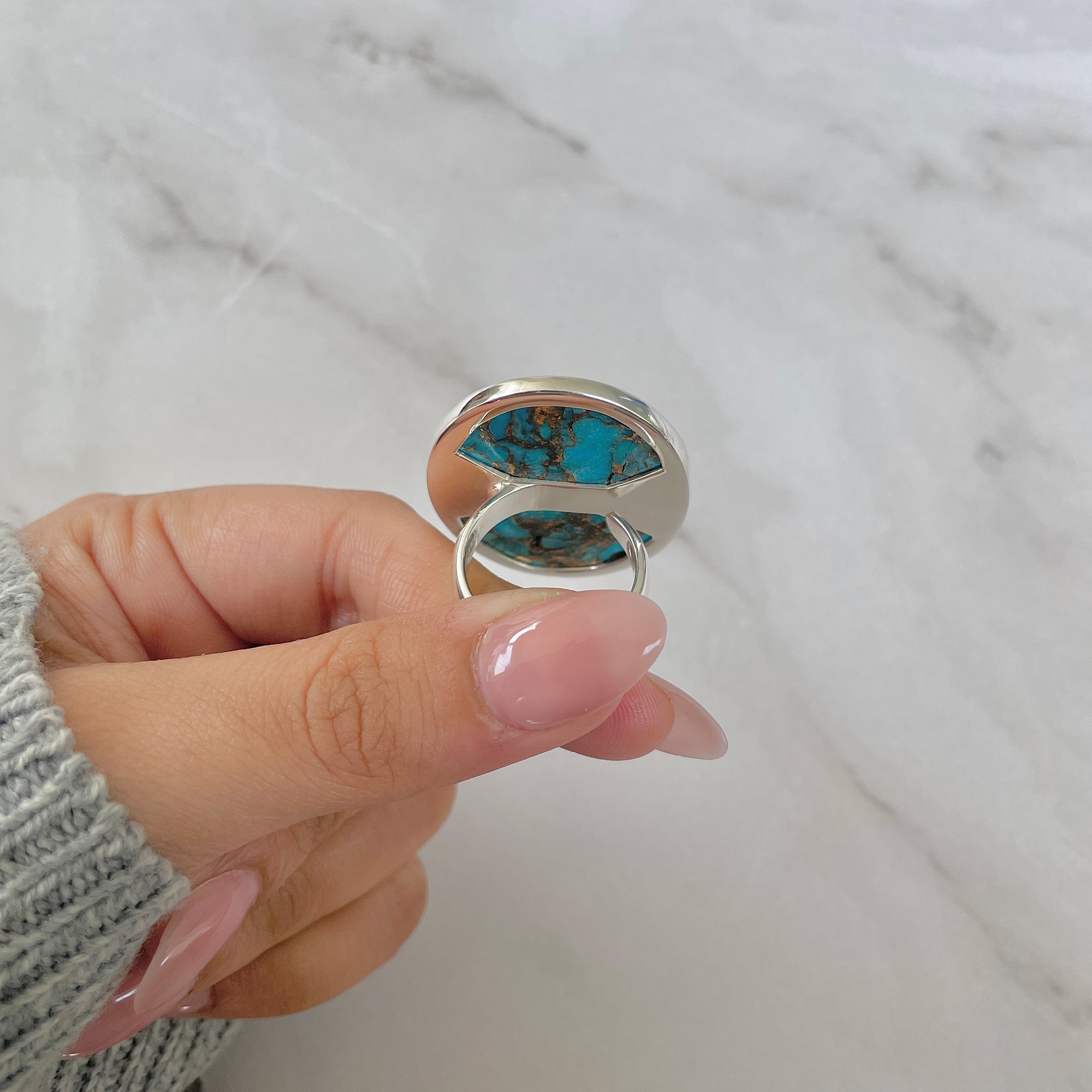 Mojave Copper Turquoise Adjustable Ring-(BCT-R-10.)