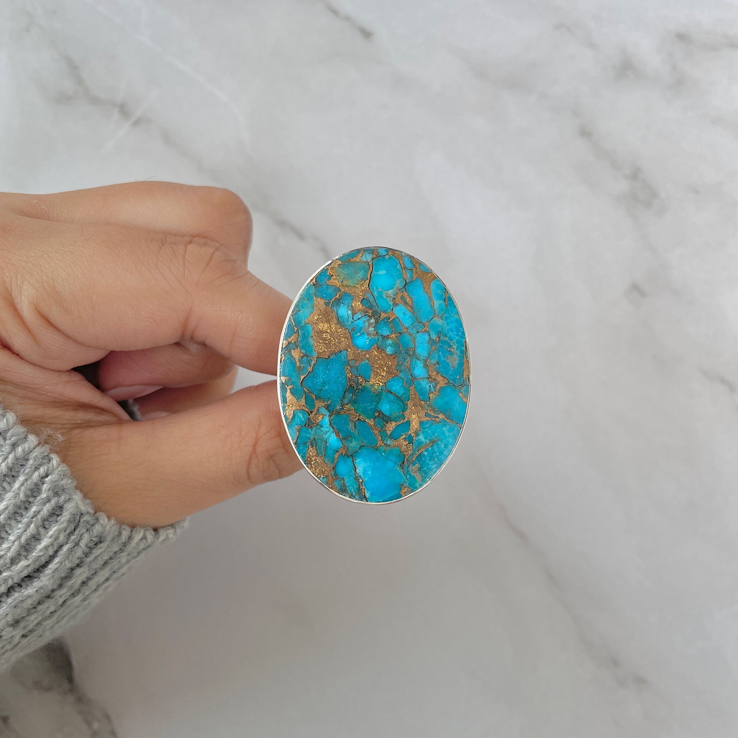 Mojave Copper Turquoise Adjustable Ring-(BCT-R-11.)