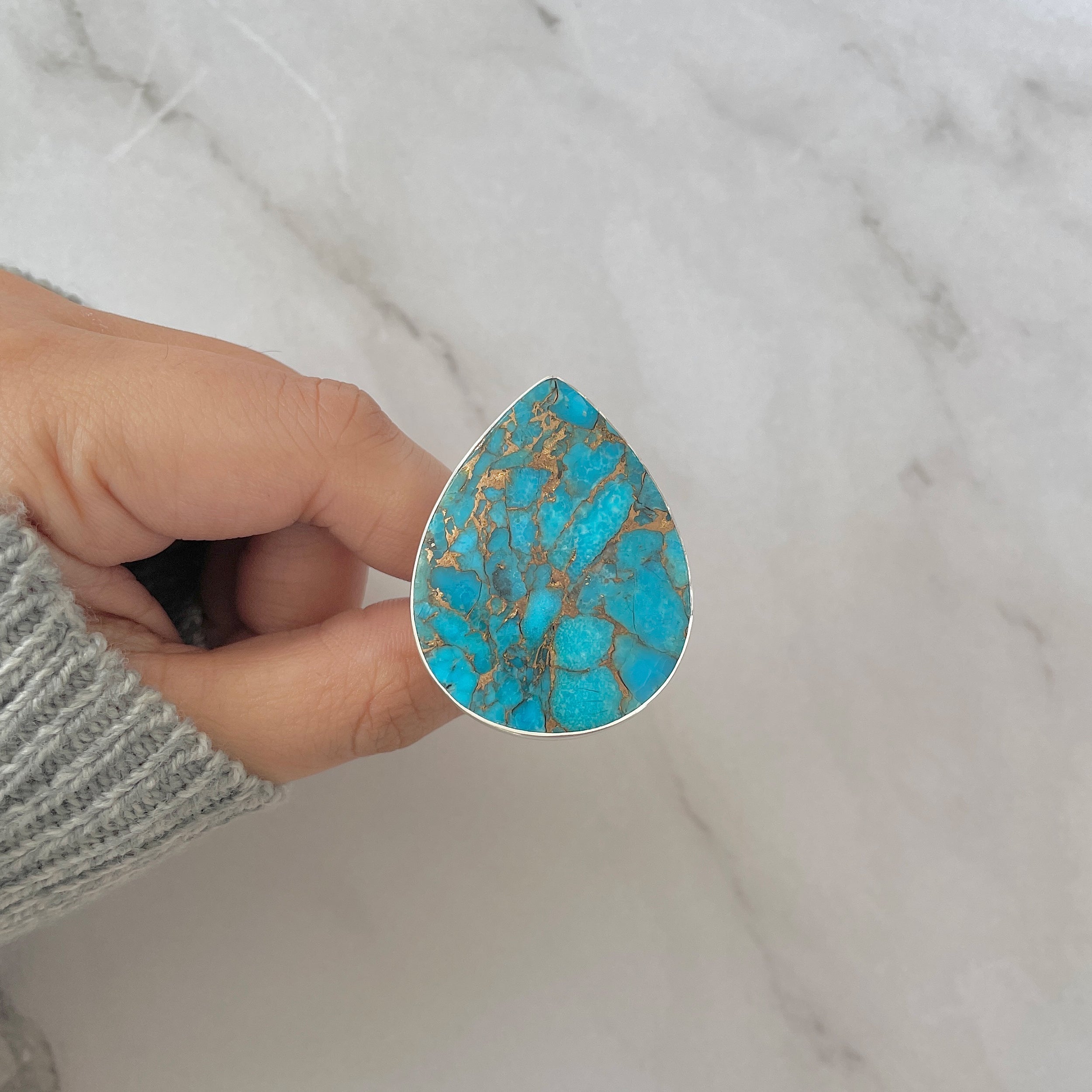 Mojave Copper Turquoise Adjustable Ring-(BCT-R-12.)