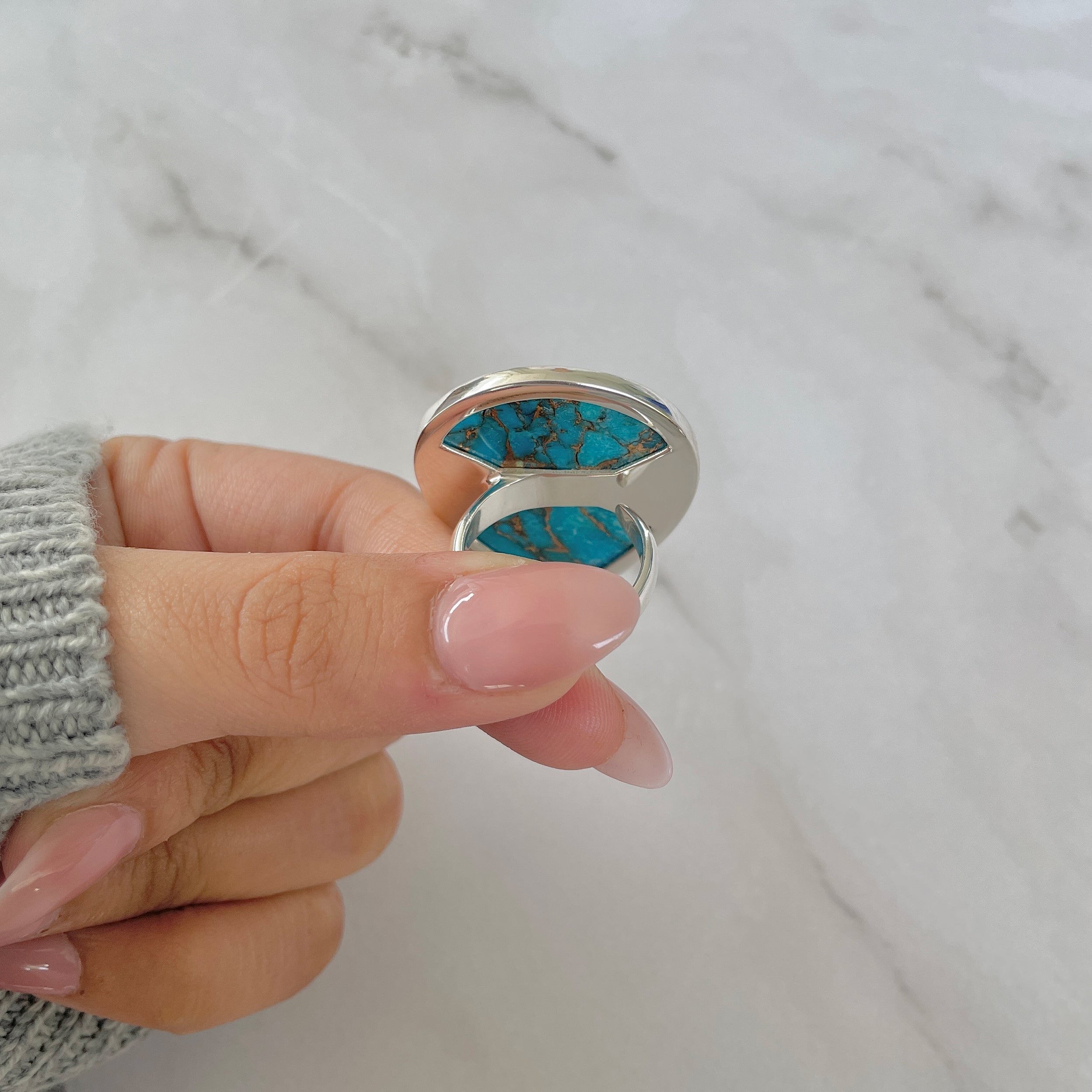 Mojave Copper Turquoise Adjustable Ring-(BCT-R-12.)