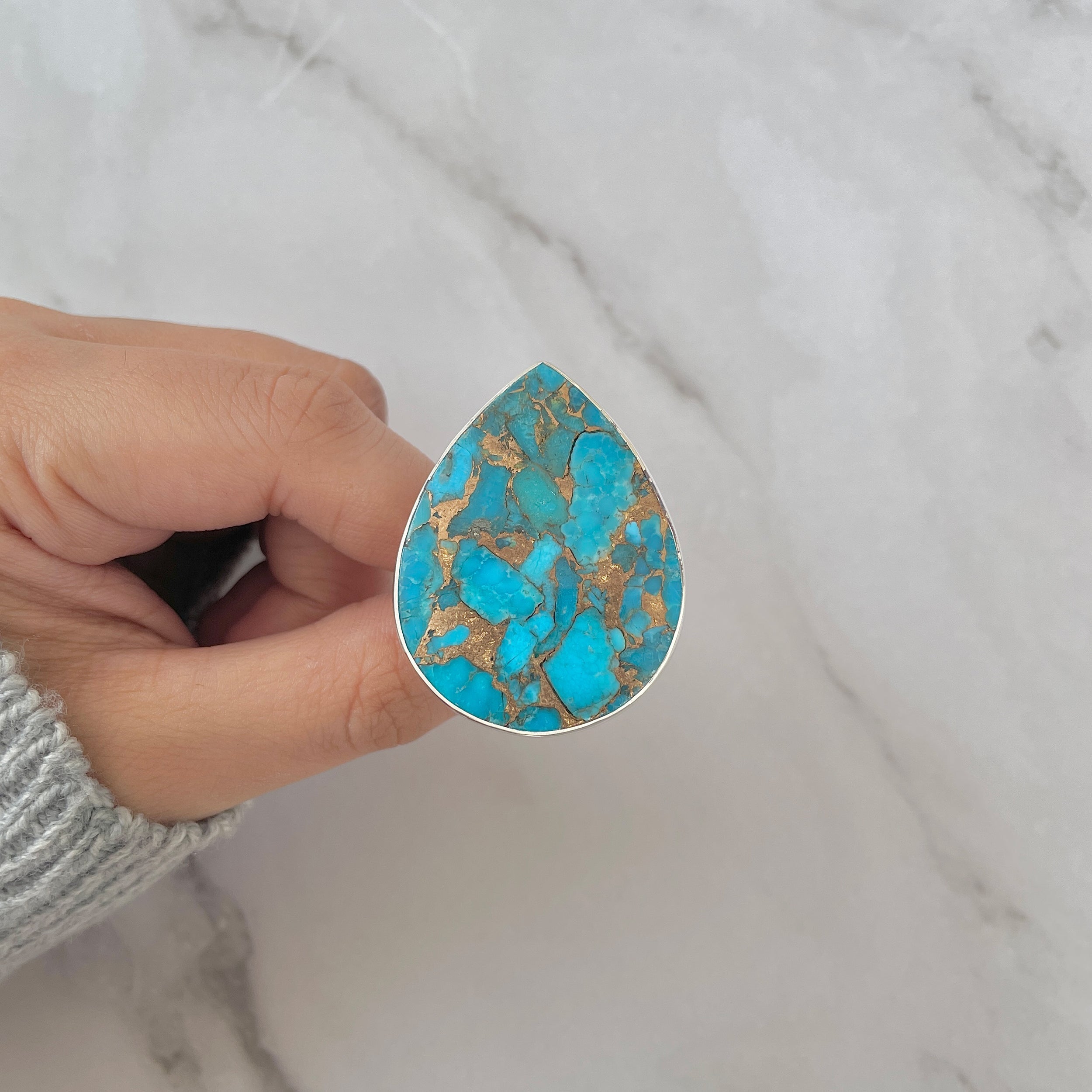 Mojave Copper Turquoise Adjustable Ring-(BCT-R-13.)