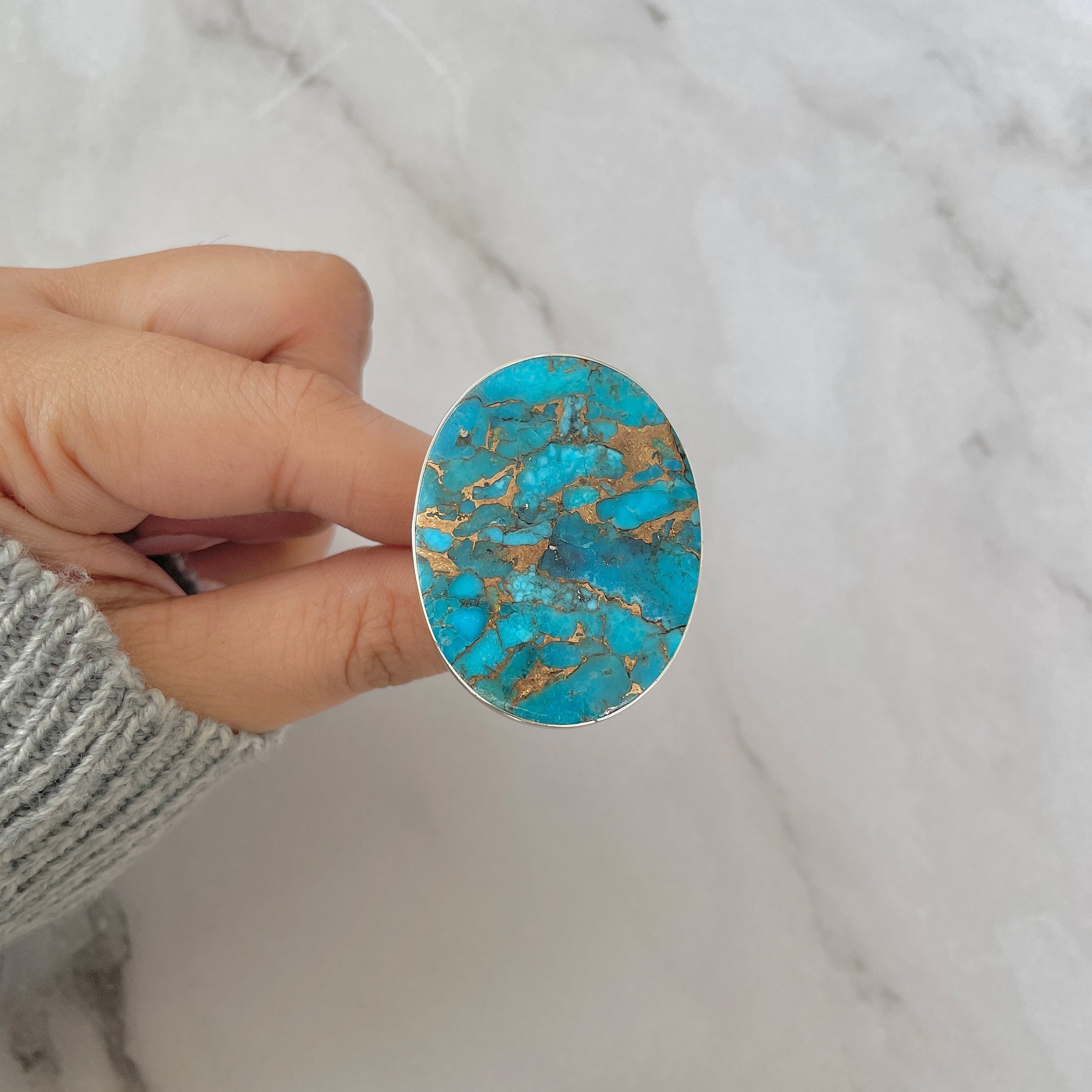 Mojave Copper Turquoise Adjustable Ring-(BCT-R-14.)