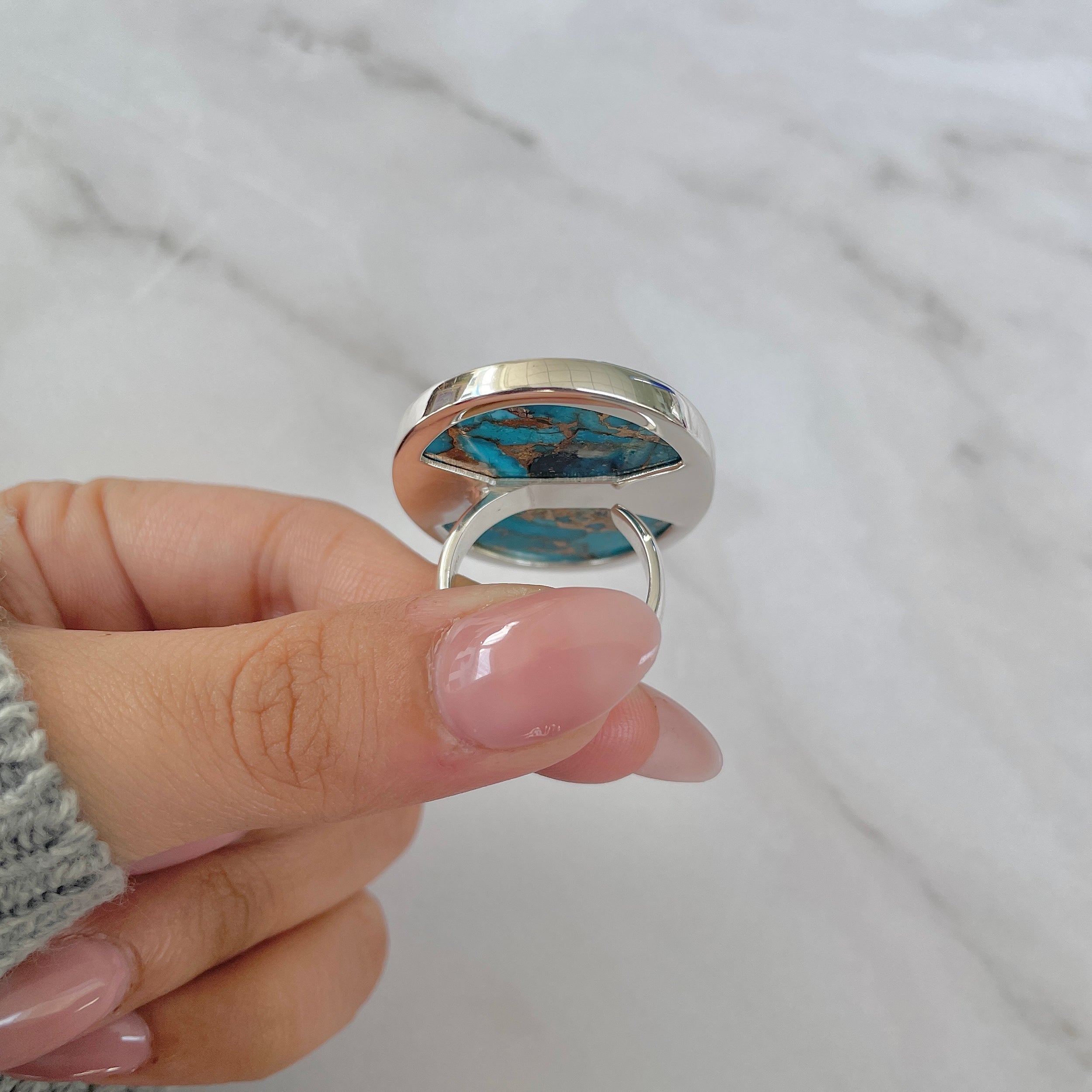 Mojave Copper Turquoise Adjustable Ring-(BCT-R-14.)