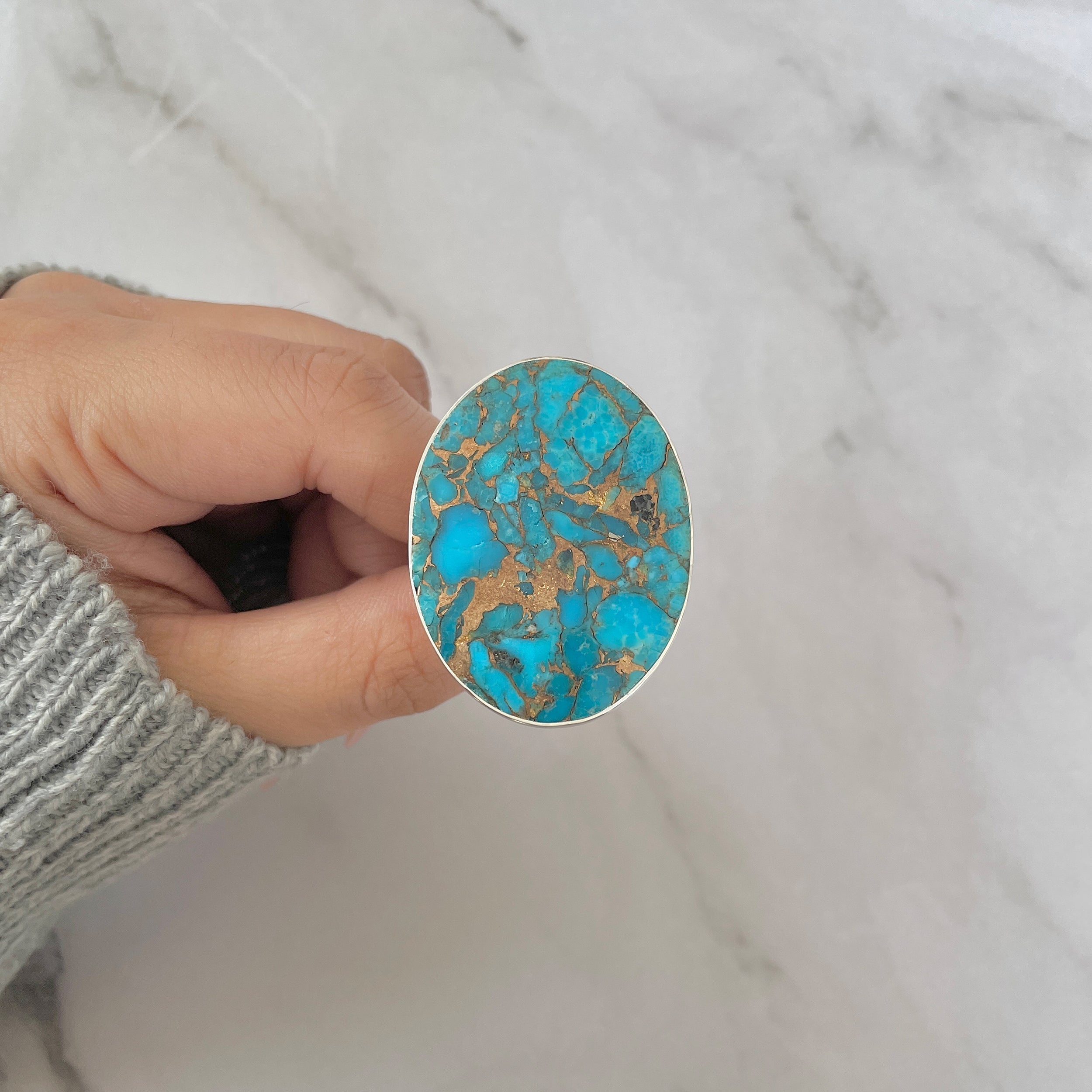 Mojave Copper Turquoise Adjustable Ring-(BCT-R-16.)