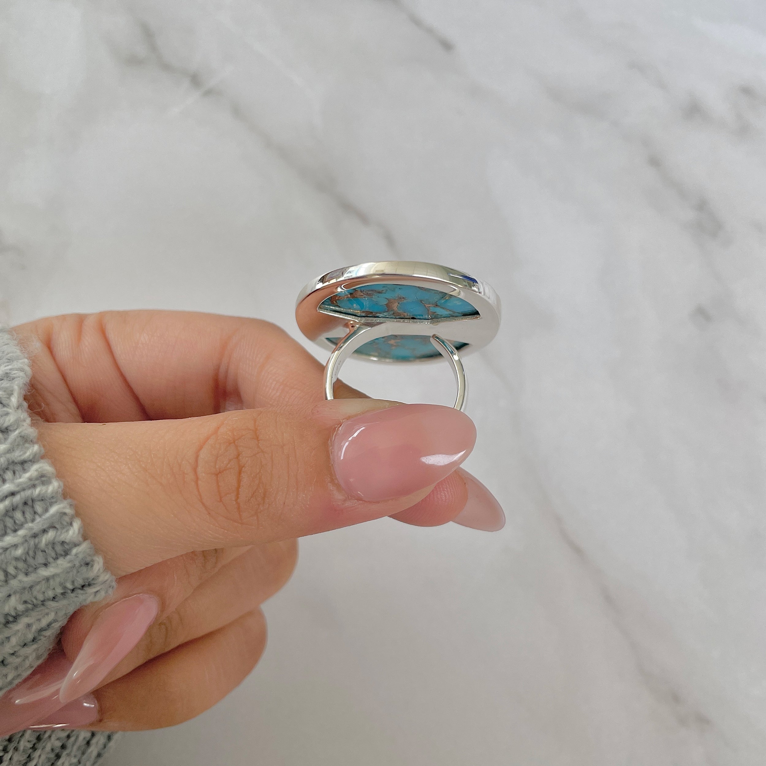 Mojave Copper Turquoise Adjustable Ring-(BCT-R-16.)