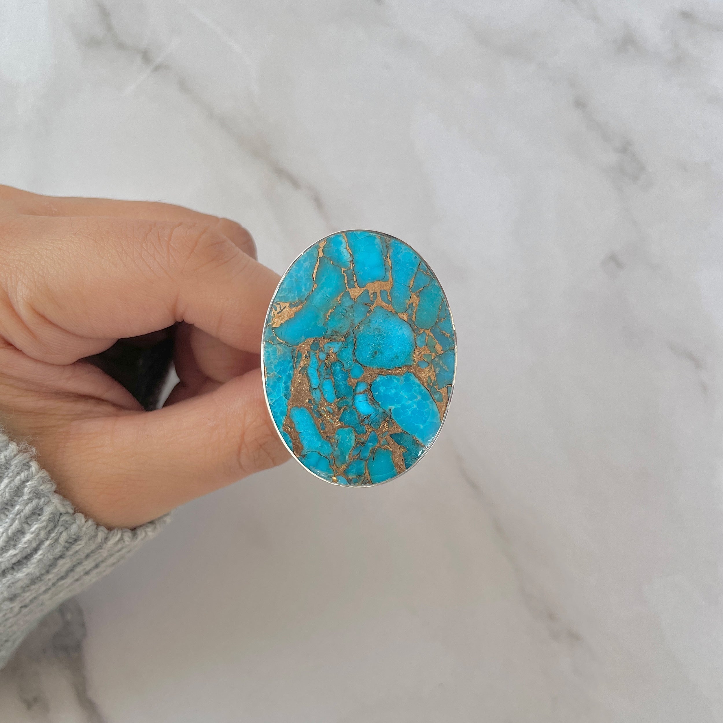 Mojave Copper Turquoise Adjustable Ring-(BCT-R-17.)