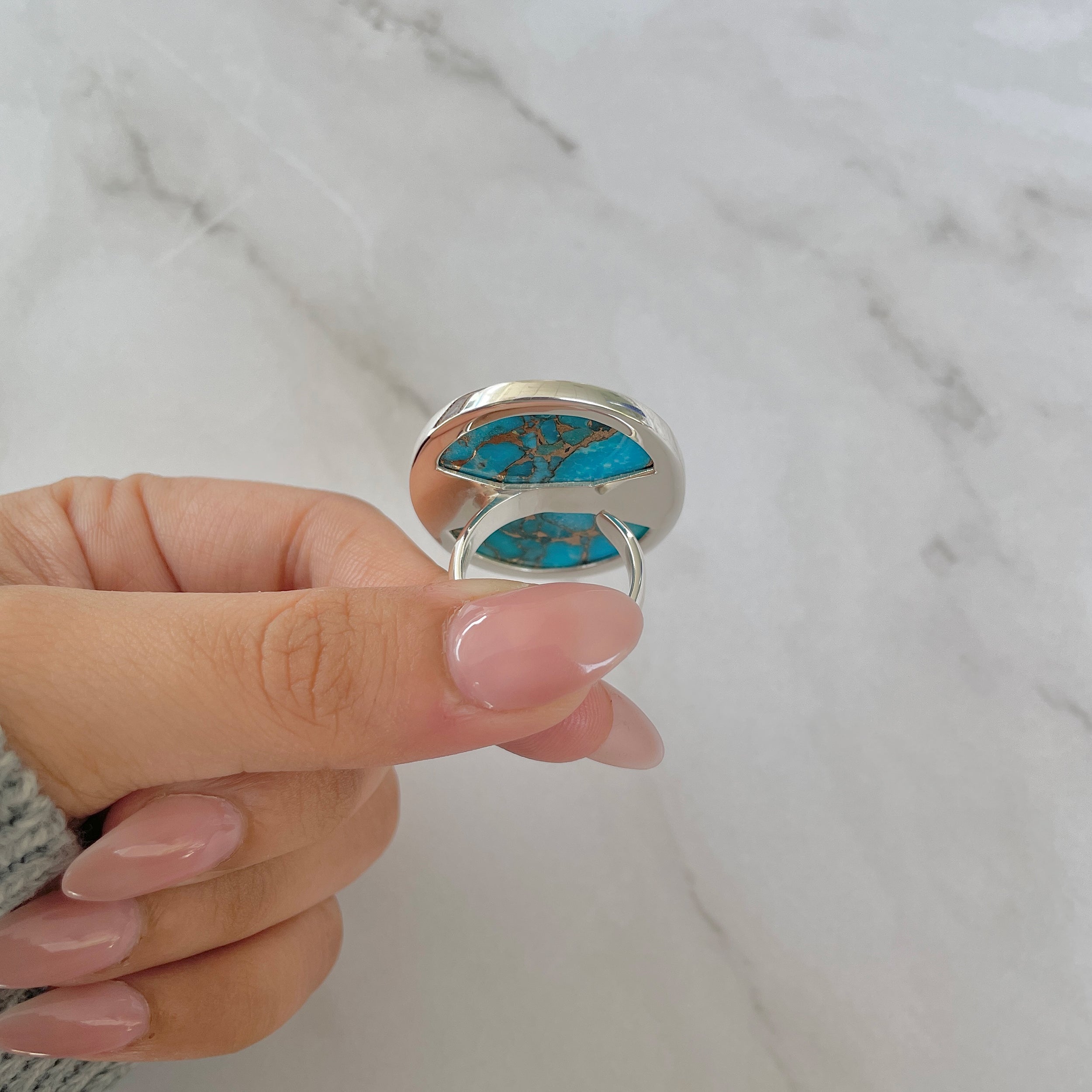 Mojave Copper Turquoise Adjustable Ring-(BCT-R-17.)