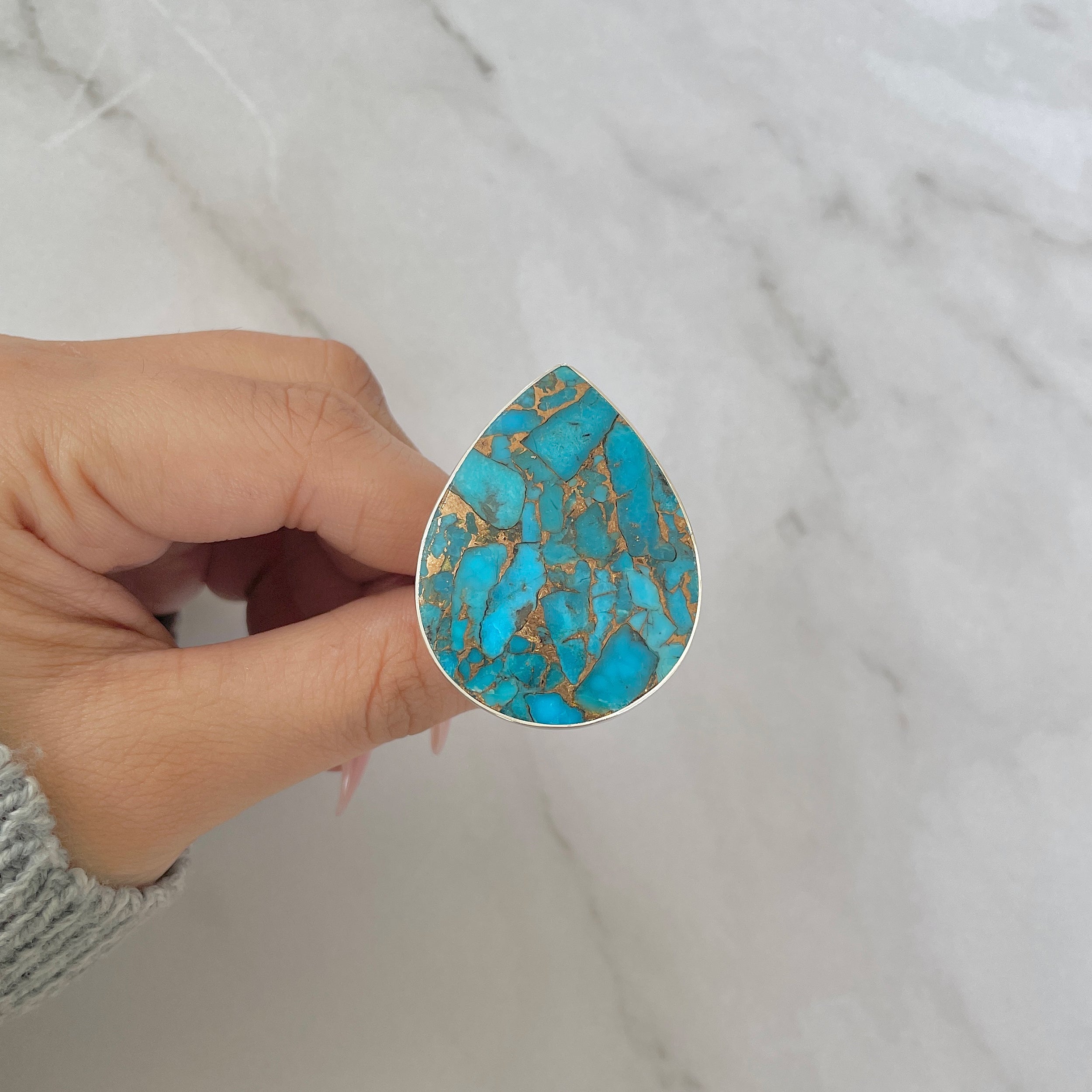 Mojave Copper Turquoise Adjustable Ring-(BCT-R-18.)