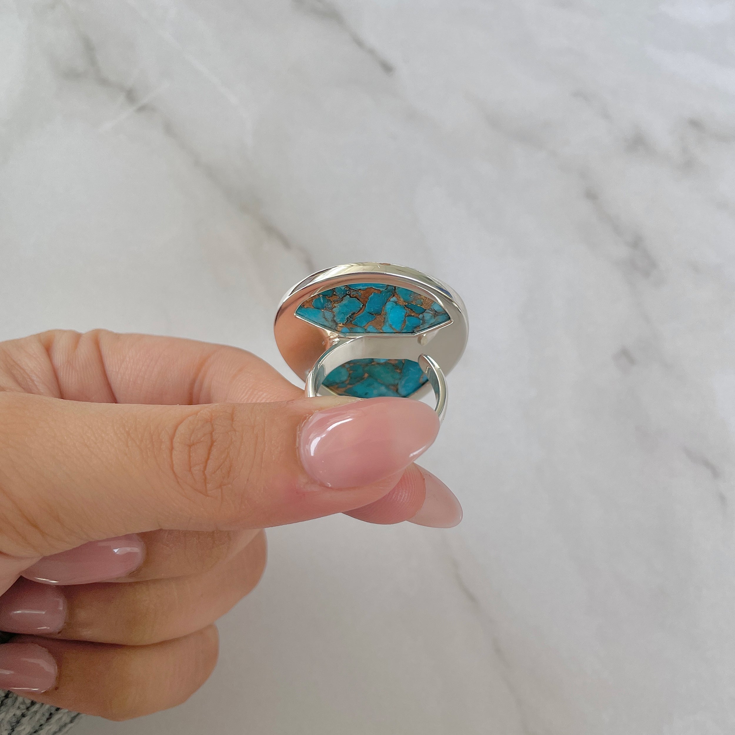 Mojave Copper Turquoise Adjustable Ring-(BCT-R-18.)