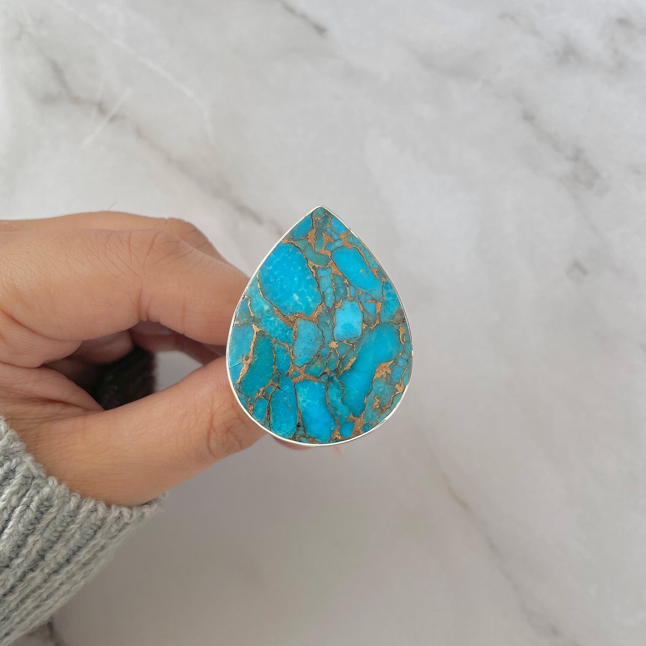 Mojave Copper Turquoise Adjustable Ring-(BCT-R-19.)