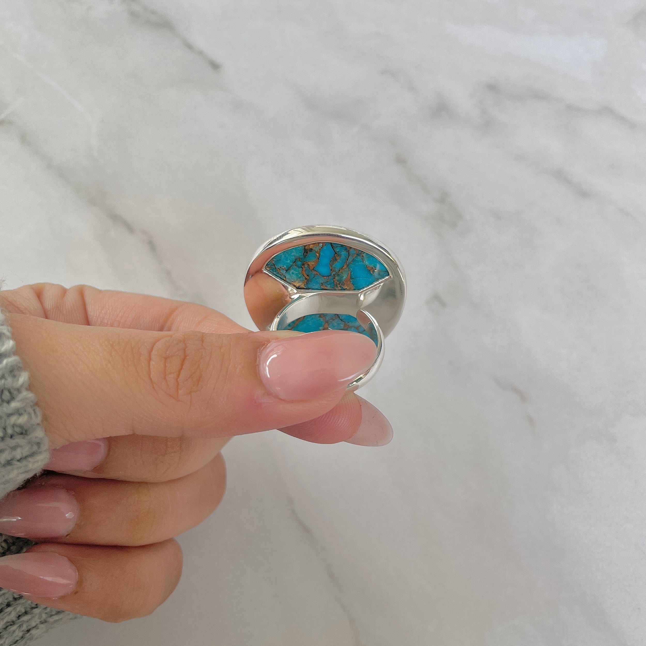 Mojave Copper Turquoise Adjustable Ring-(BCT-R-19.)