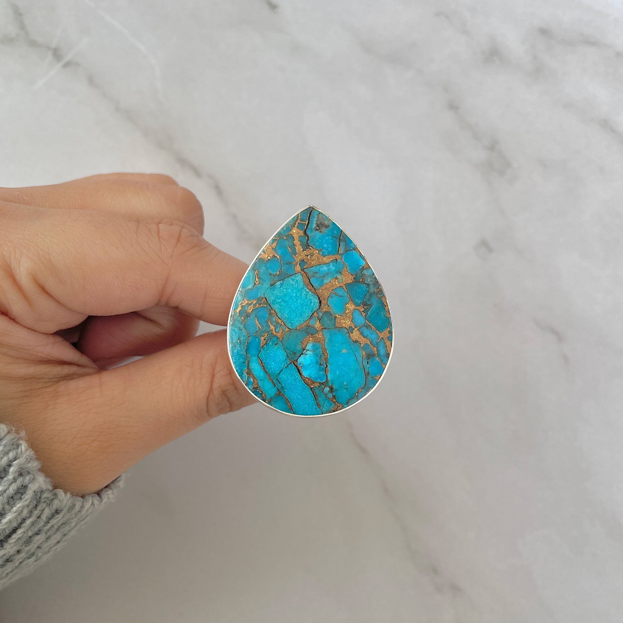 Mojave Copper Turquoise Adjustable Ring-(BCT-R-20.)