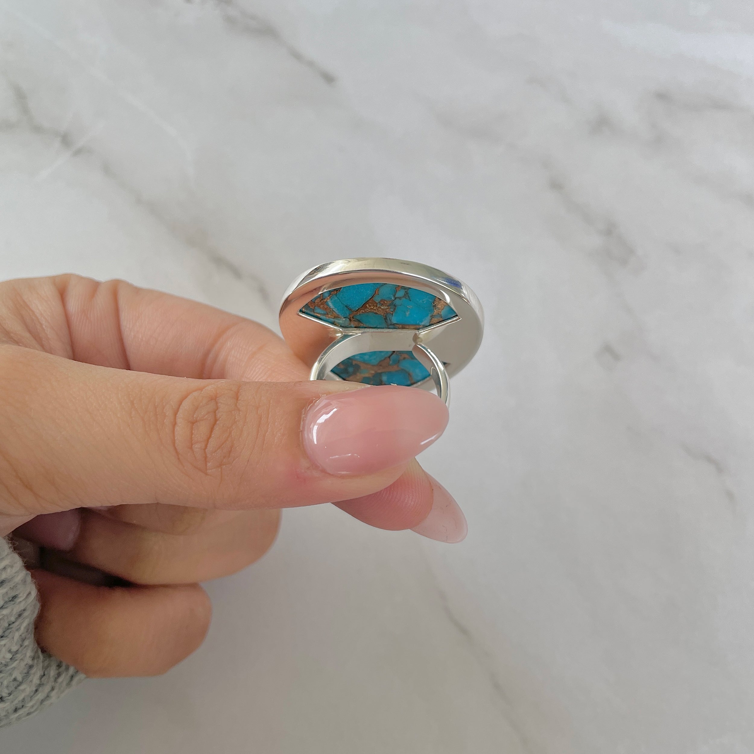 Mojave Copper Turquoise Adjustable Ring-(BCT-R-20.)