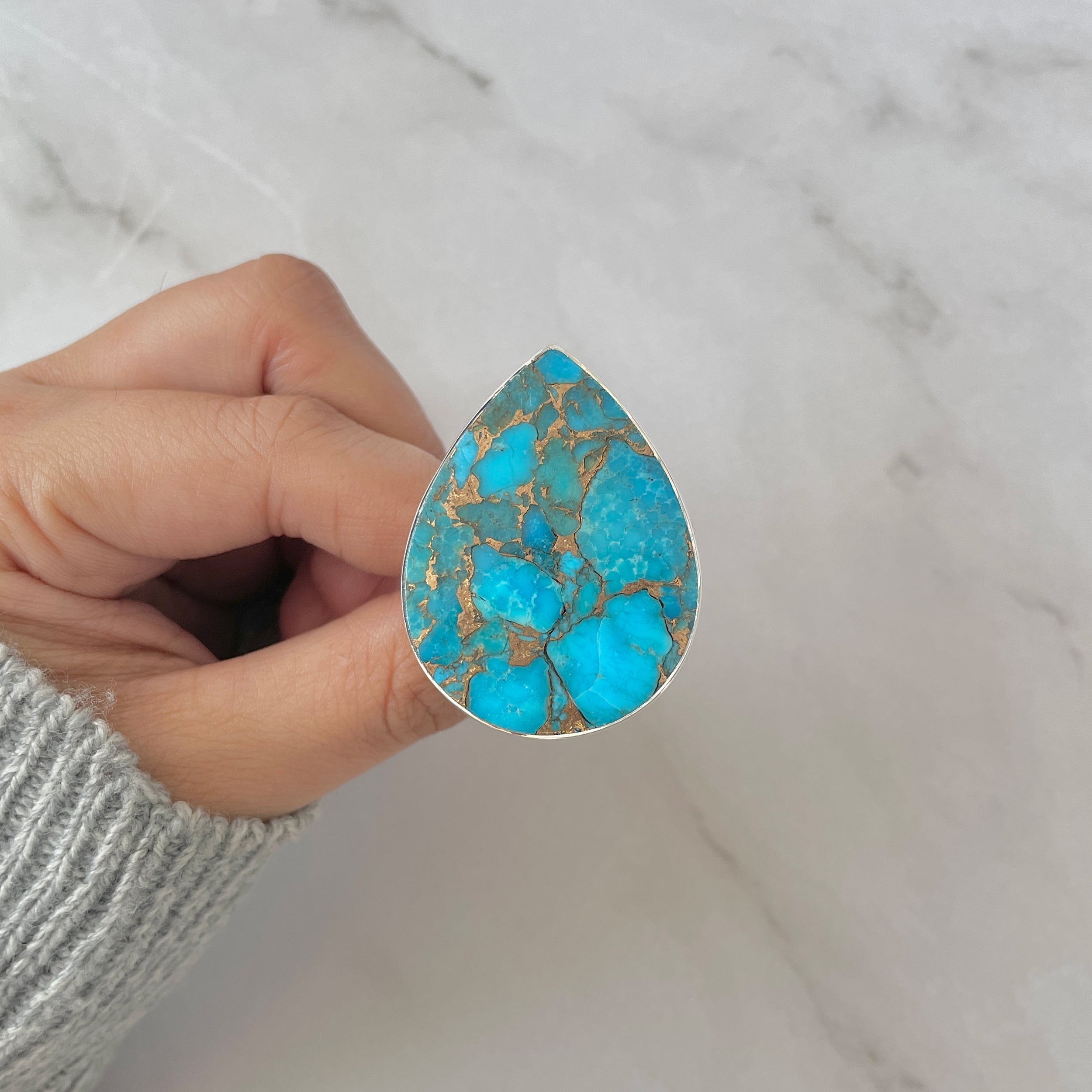 Mojave Copper Turquoise Adjustable Ring-(BCT-R-21.)