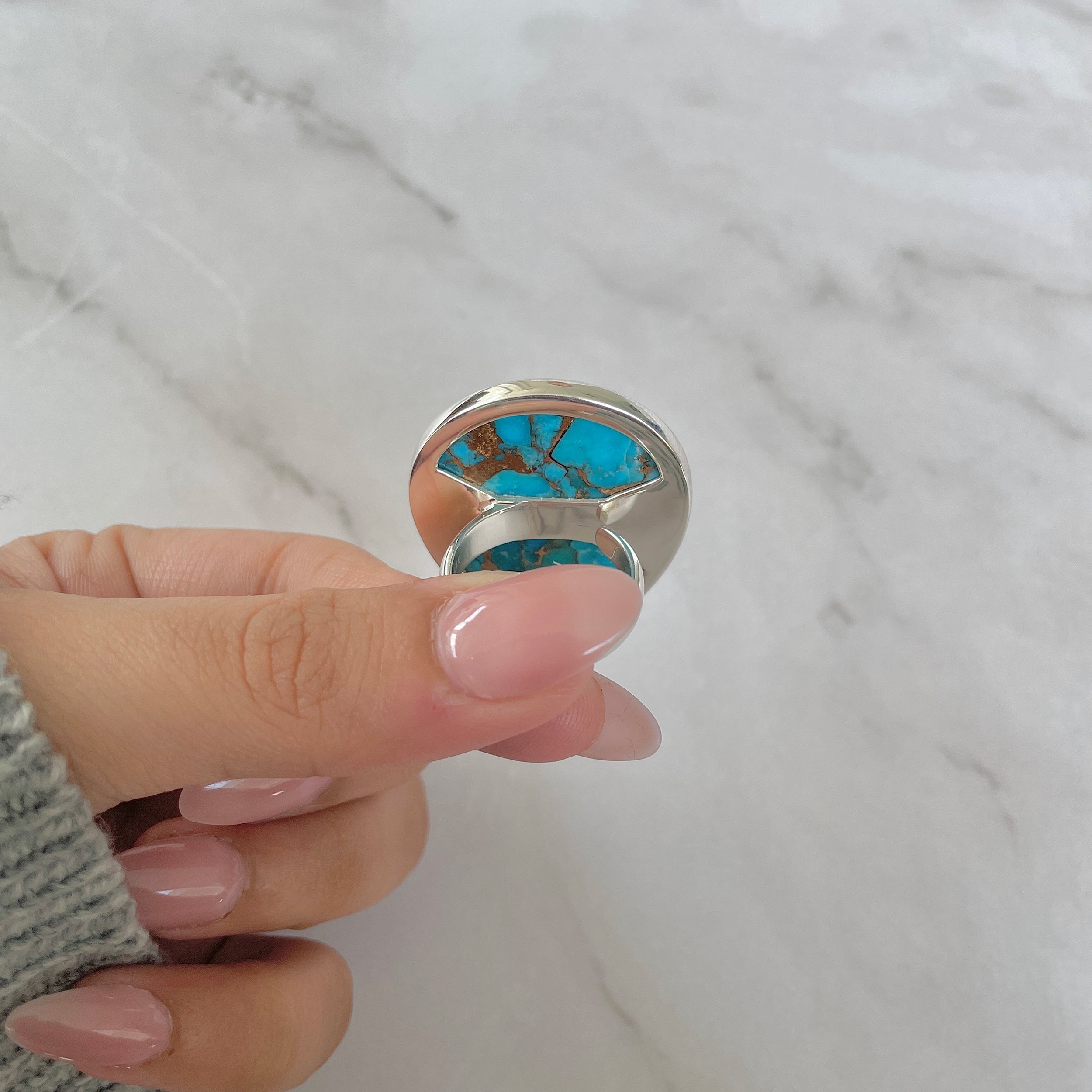 Mojave Copper Turquoise Adjustable Ring-(BCT-R-21.)