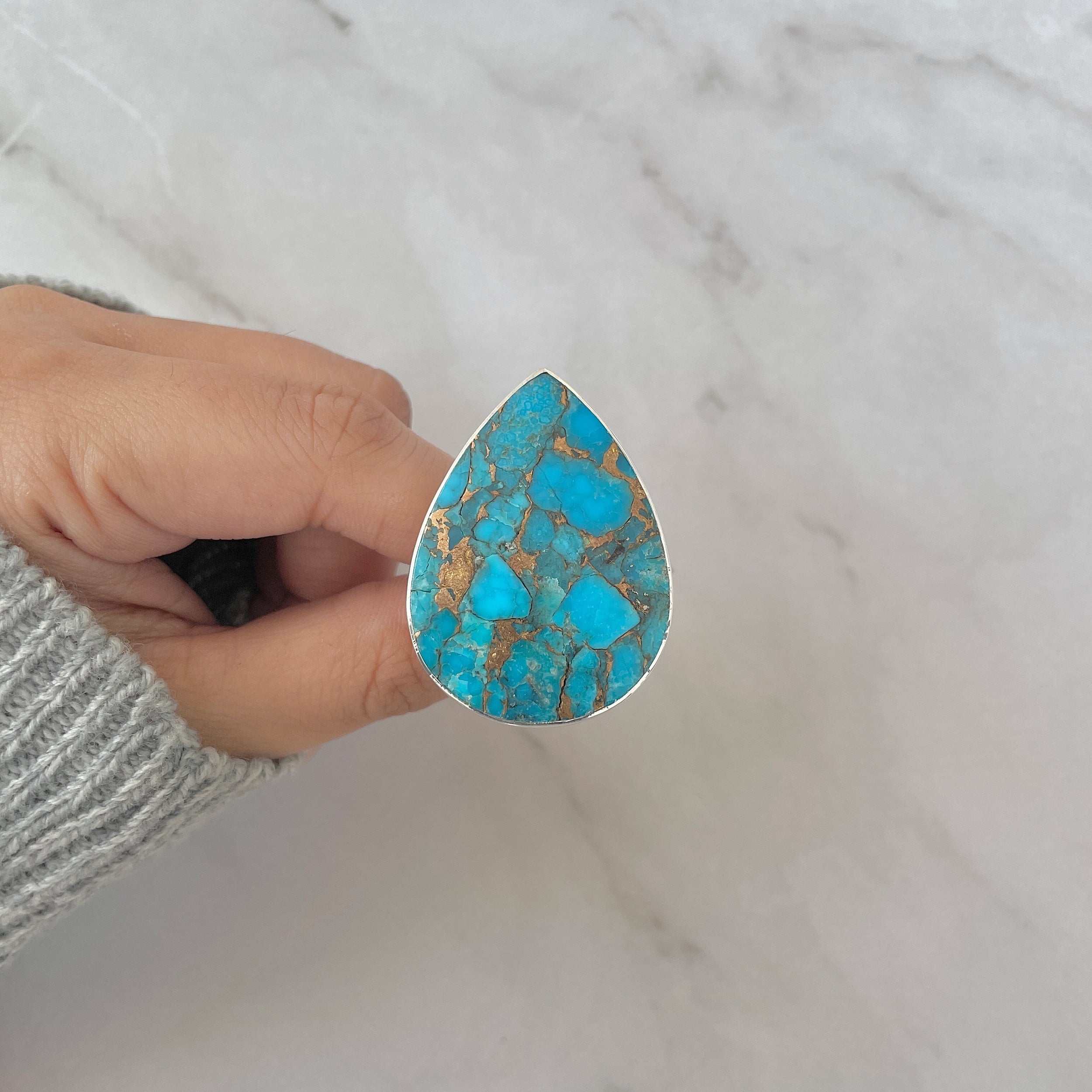 Mojave Copper Turquoise Adjustable Ring-(BCT-R-22.)
