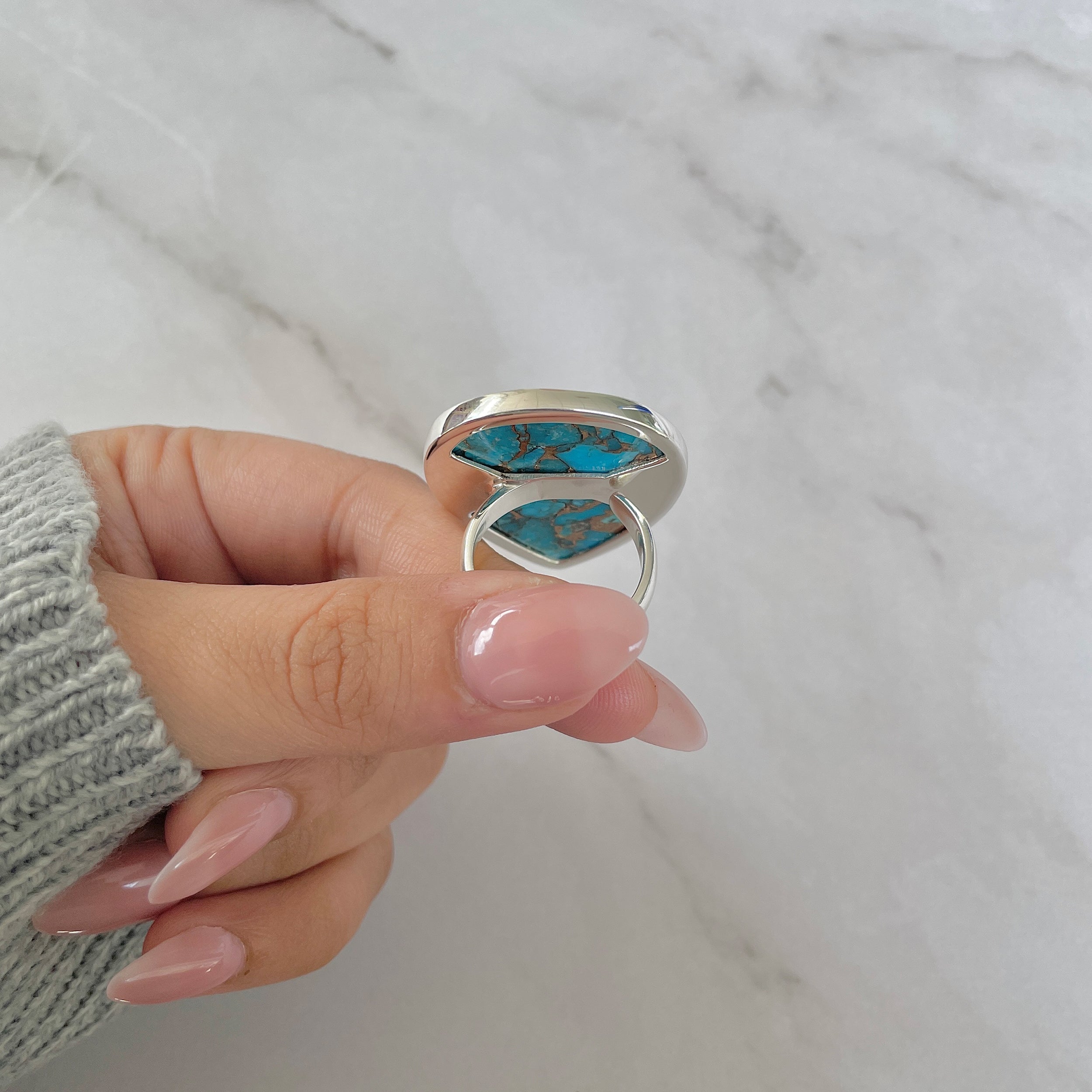 Mojave Copper Turquoise Adjustable Ring-(BCT-R-22.)