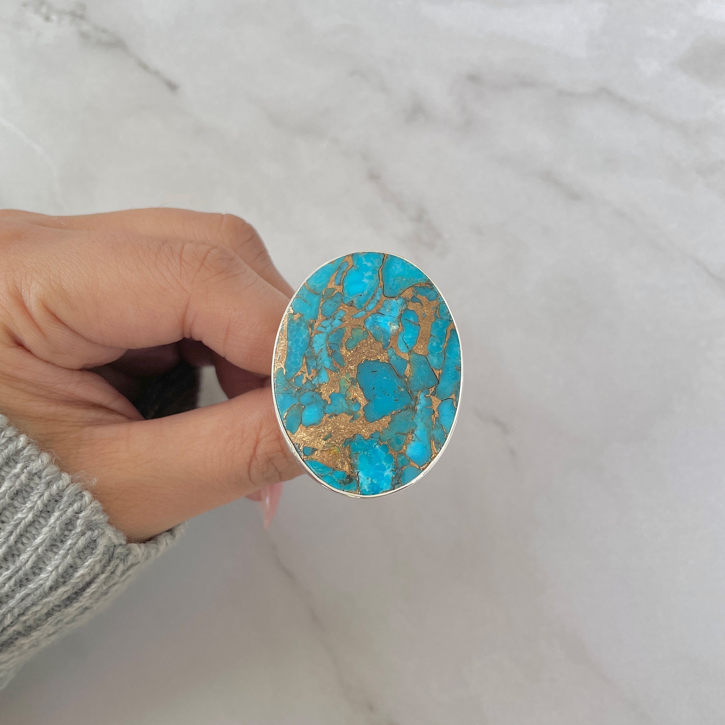 Mojave Copper Turquoise Adjustable Ring-(BCT-R-23.)