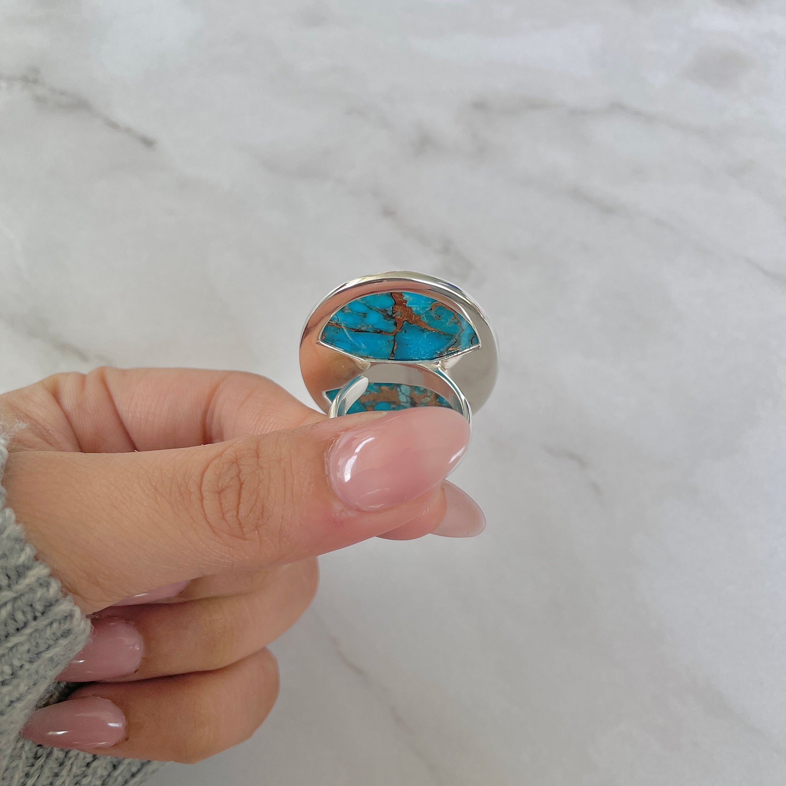Mojave Copper Turquoise Adjustable Ring-(BCT-R-23.)