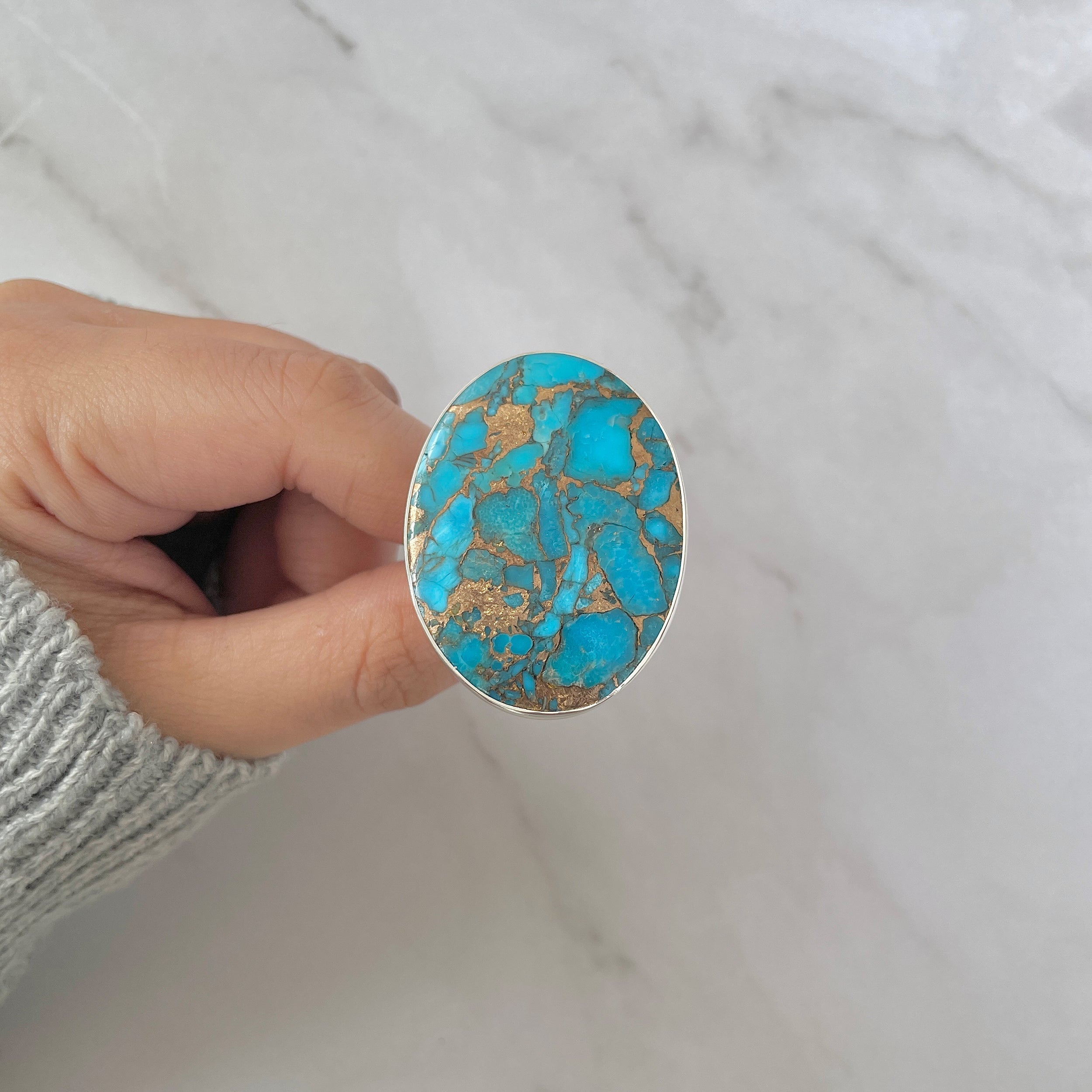 Mojave Copper Turquoise Adjustable Ring-(BCT-R-4.)