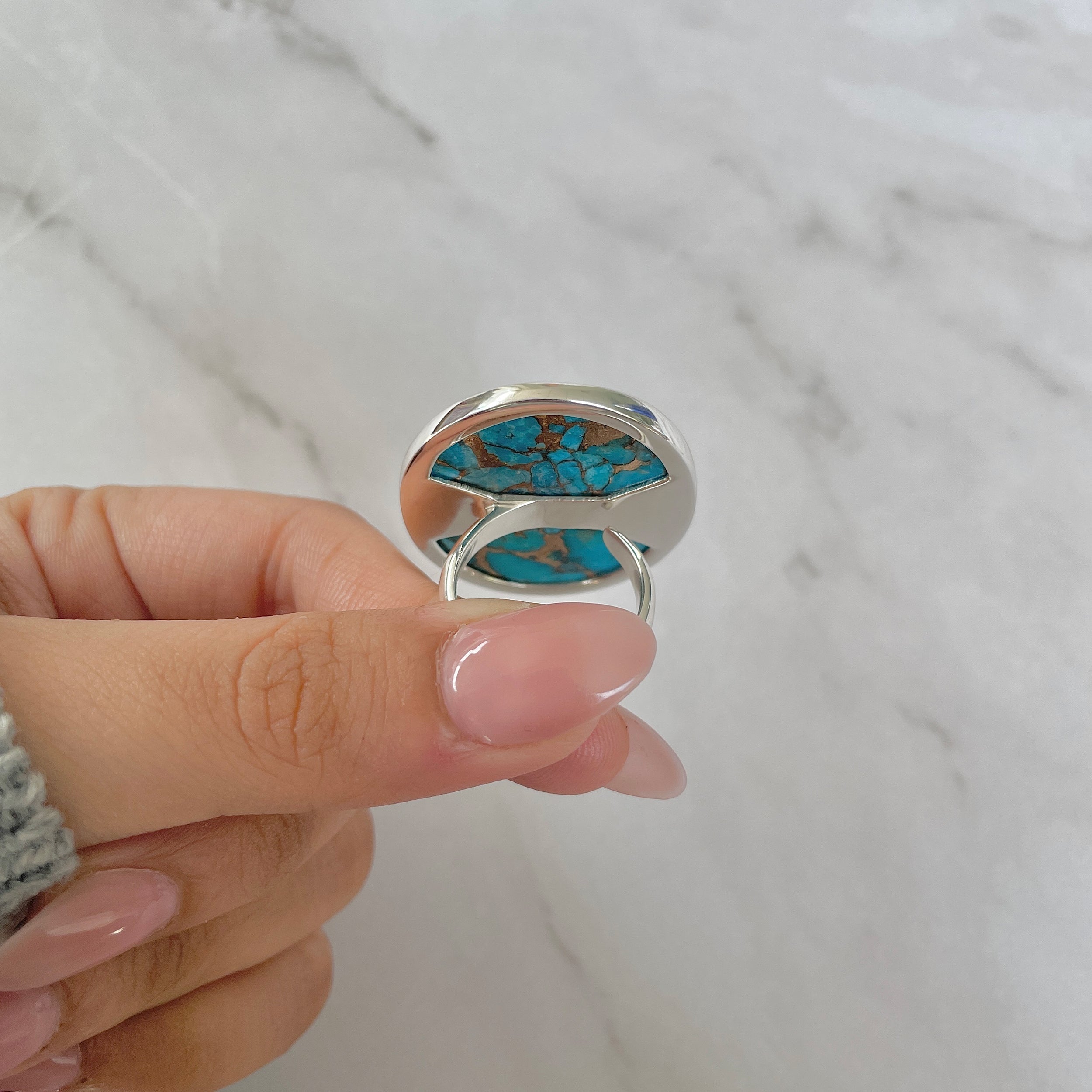 Mojave Copper Turquoise Adjustable Ring-(BCT-R-4.)