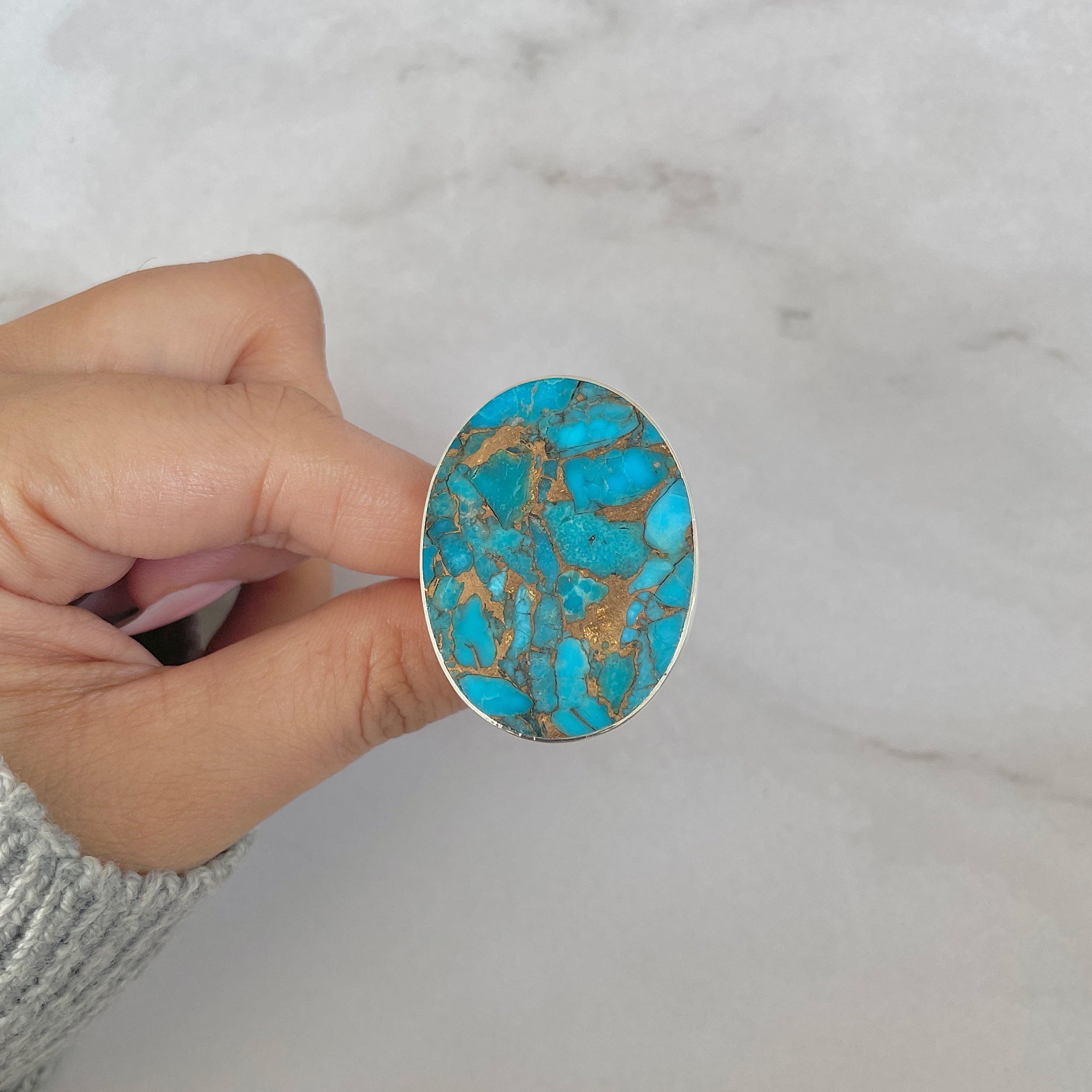 Mojave Copper Turquoise Adjustable Ring-(BCT-R-6.)