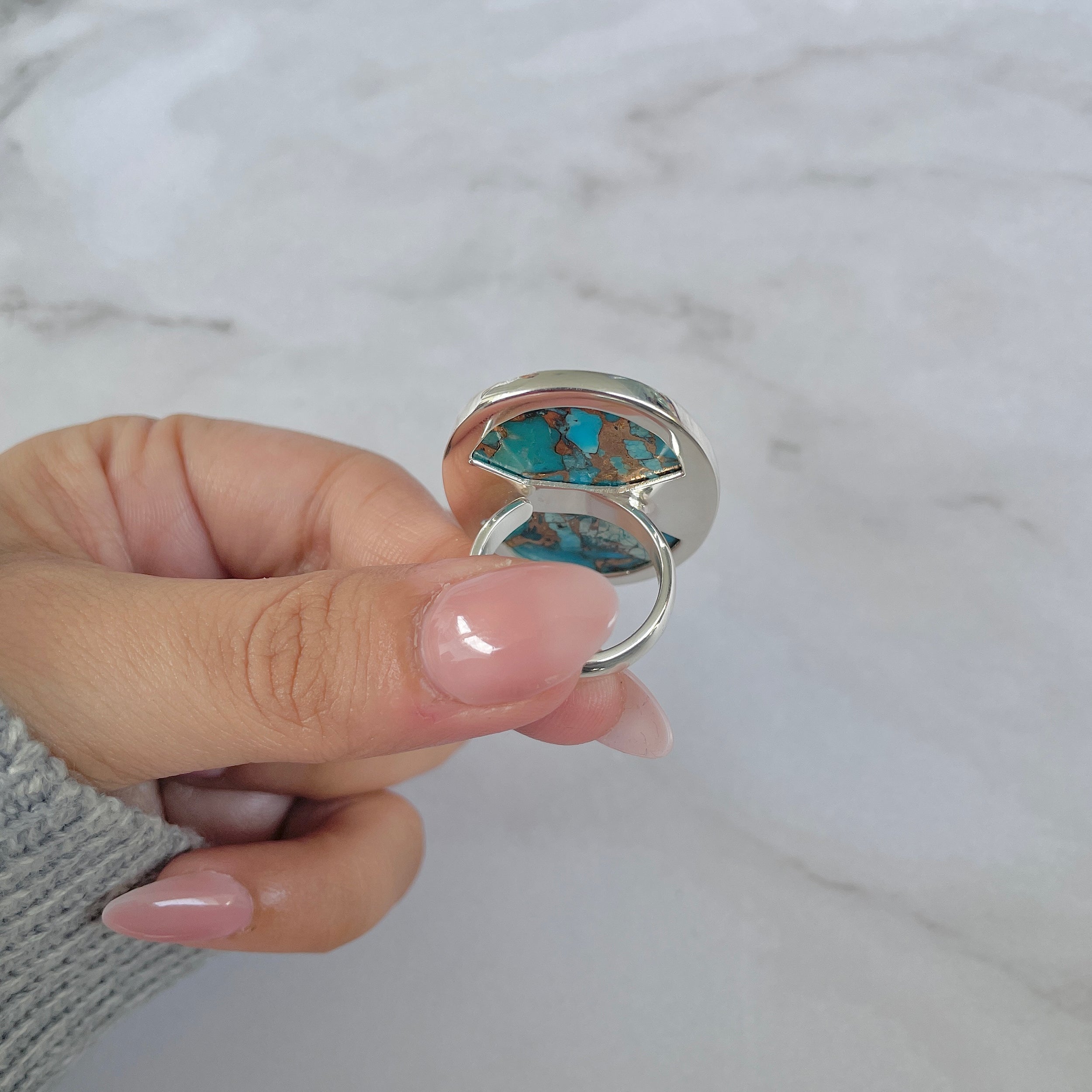 Mojave Copper Turquoise Adjustable Ring-(BCT-R-6.)