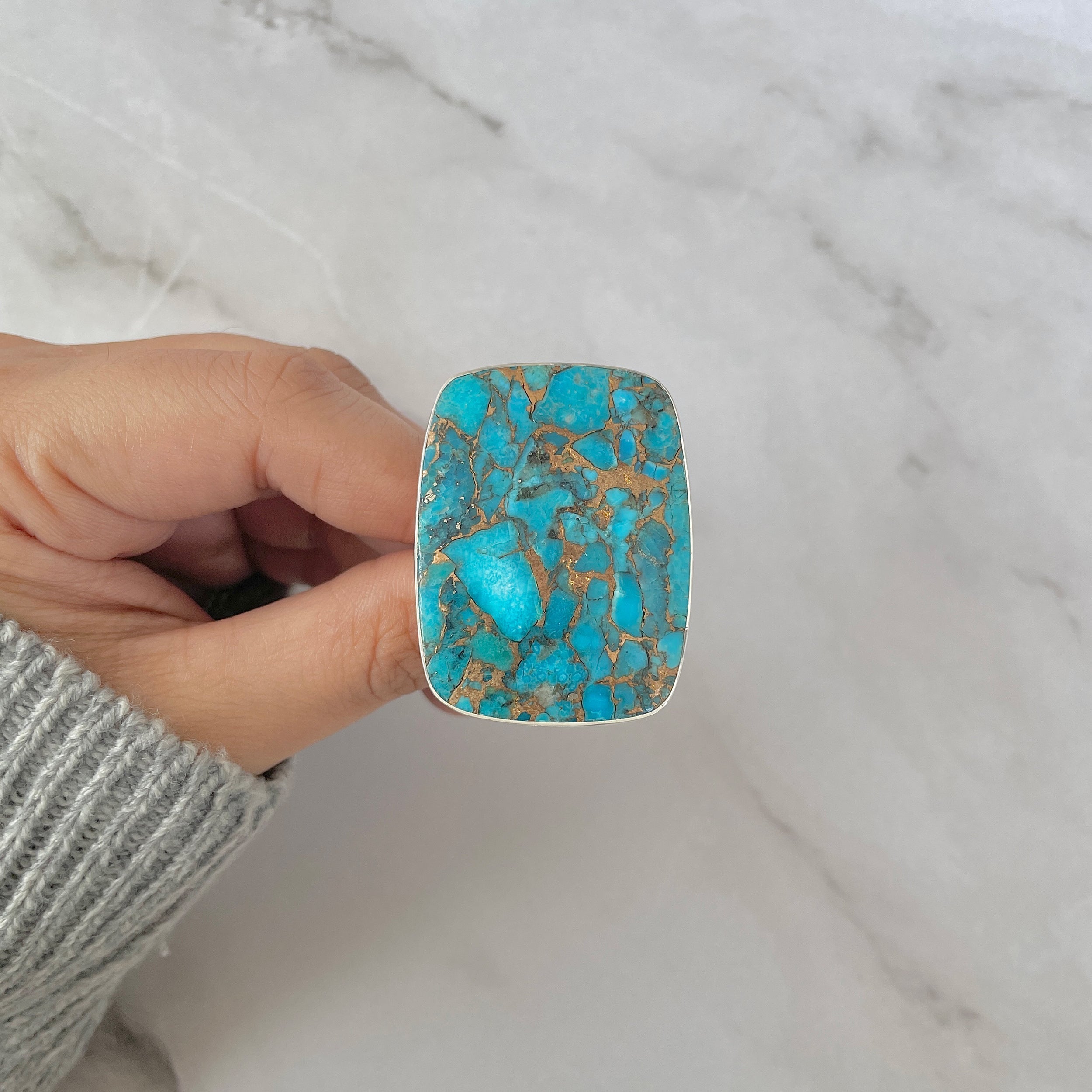 Mojave Copper Turquoise Adjustable Ring-(BCT-R-7.)