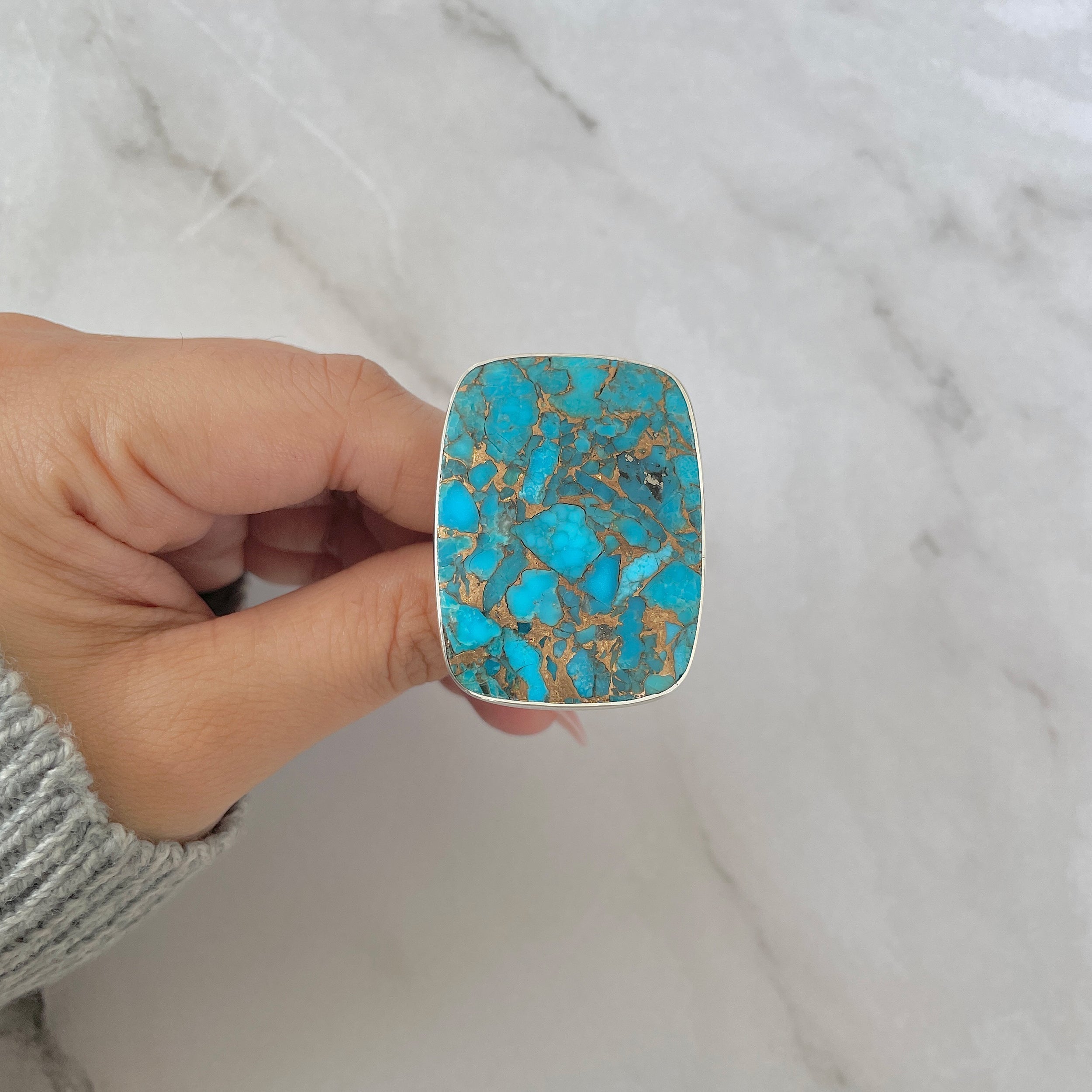 Mojave Copper Turquoise Adjustable Ring-(BCT-R-9.)