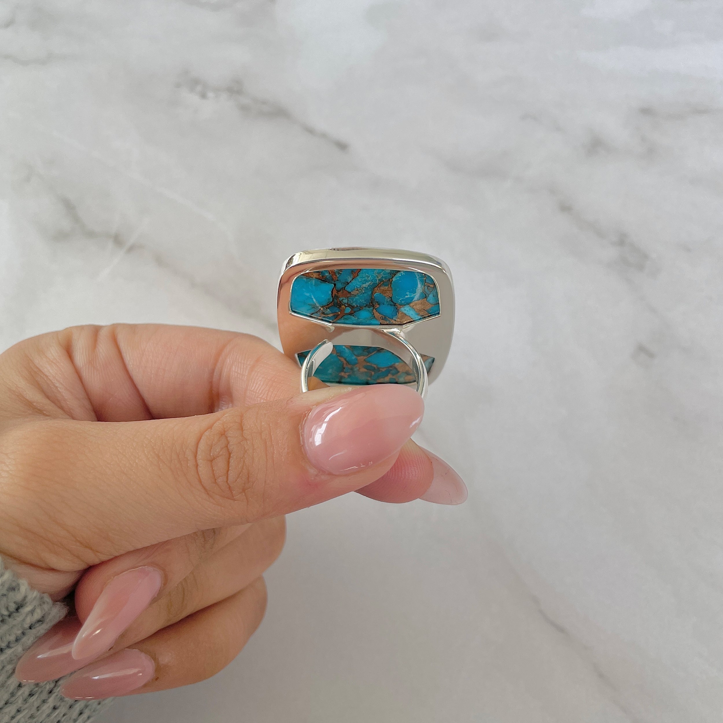 Mojave Copper Turquoise Adjustable Ring-(BCT-R-9.)