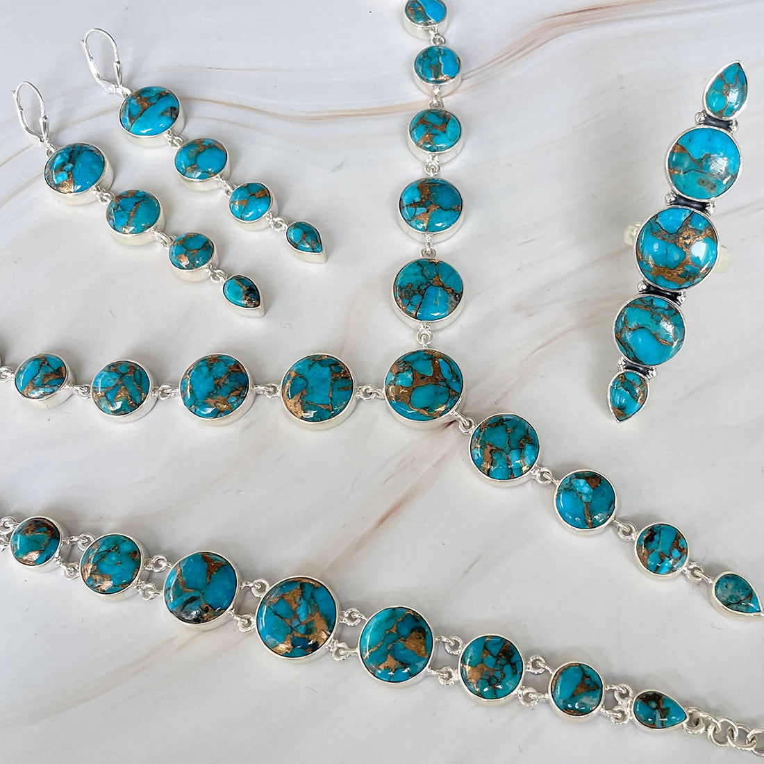 Mojave Copper Turquoise Jewelry Set-(BCT-ST-1.)