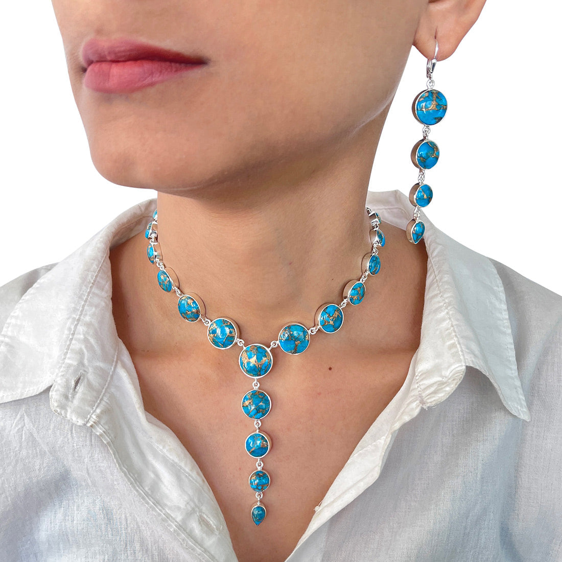 Mojave Copper Turquoise Jewelry Set-(BCT-ST-1.)