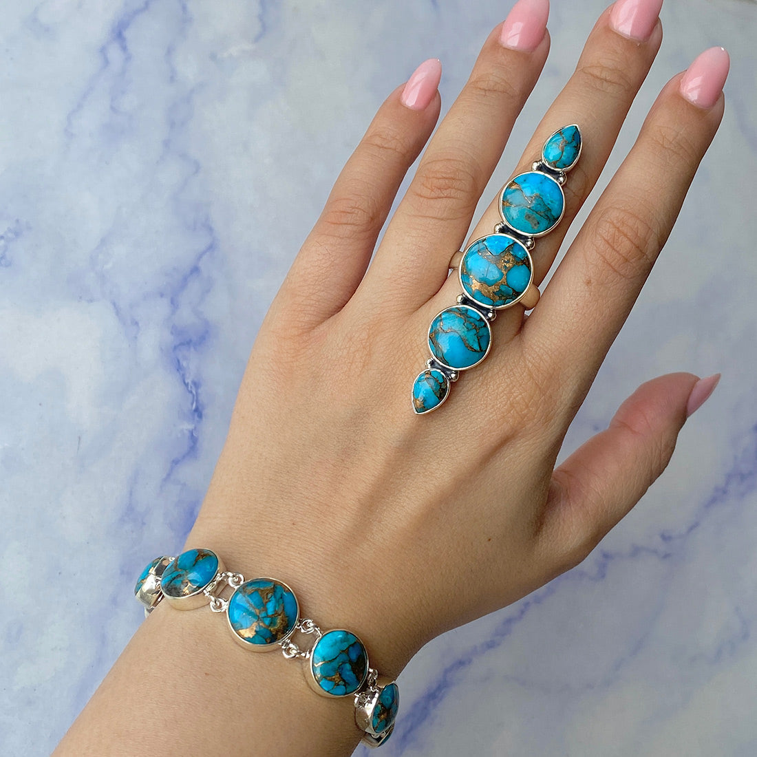 Mojave Copper Turquoise Jewelry Set-(BCT-ST-1.)