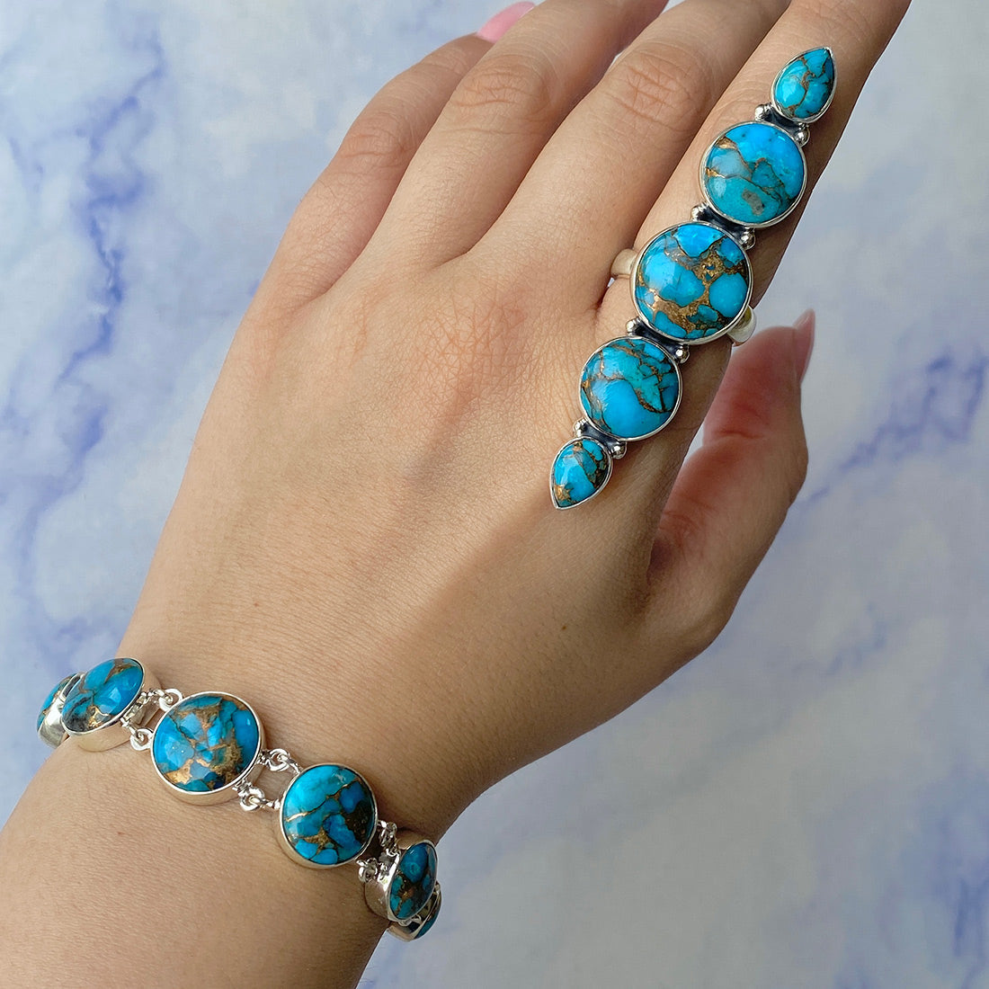 Mojave Copper Turquoise Jewelry Set-(BCT-ST-1.)