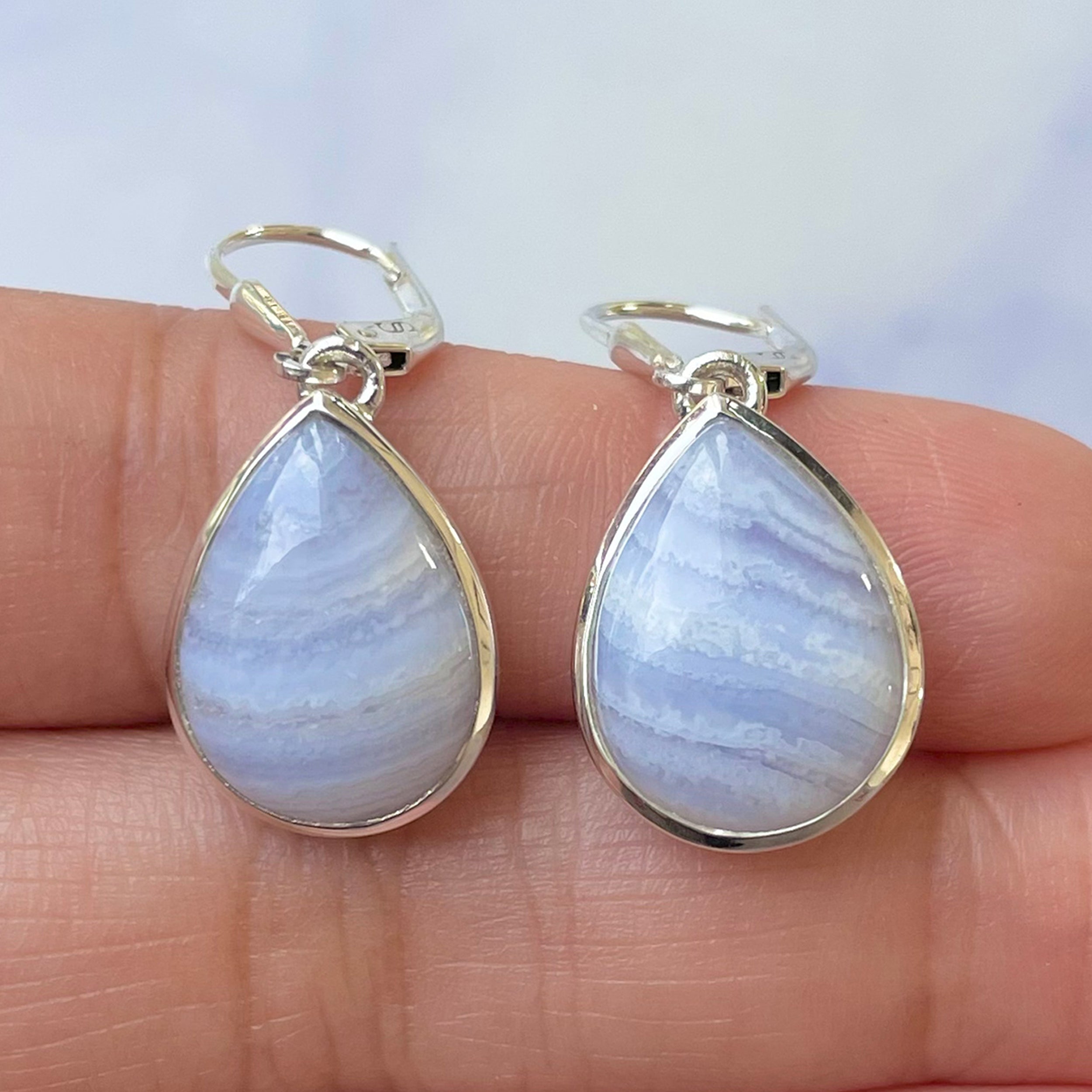 Blue Lace Agate Earring-(BLA-E-1.)