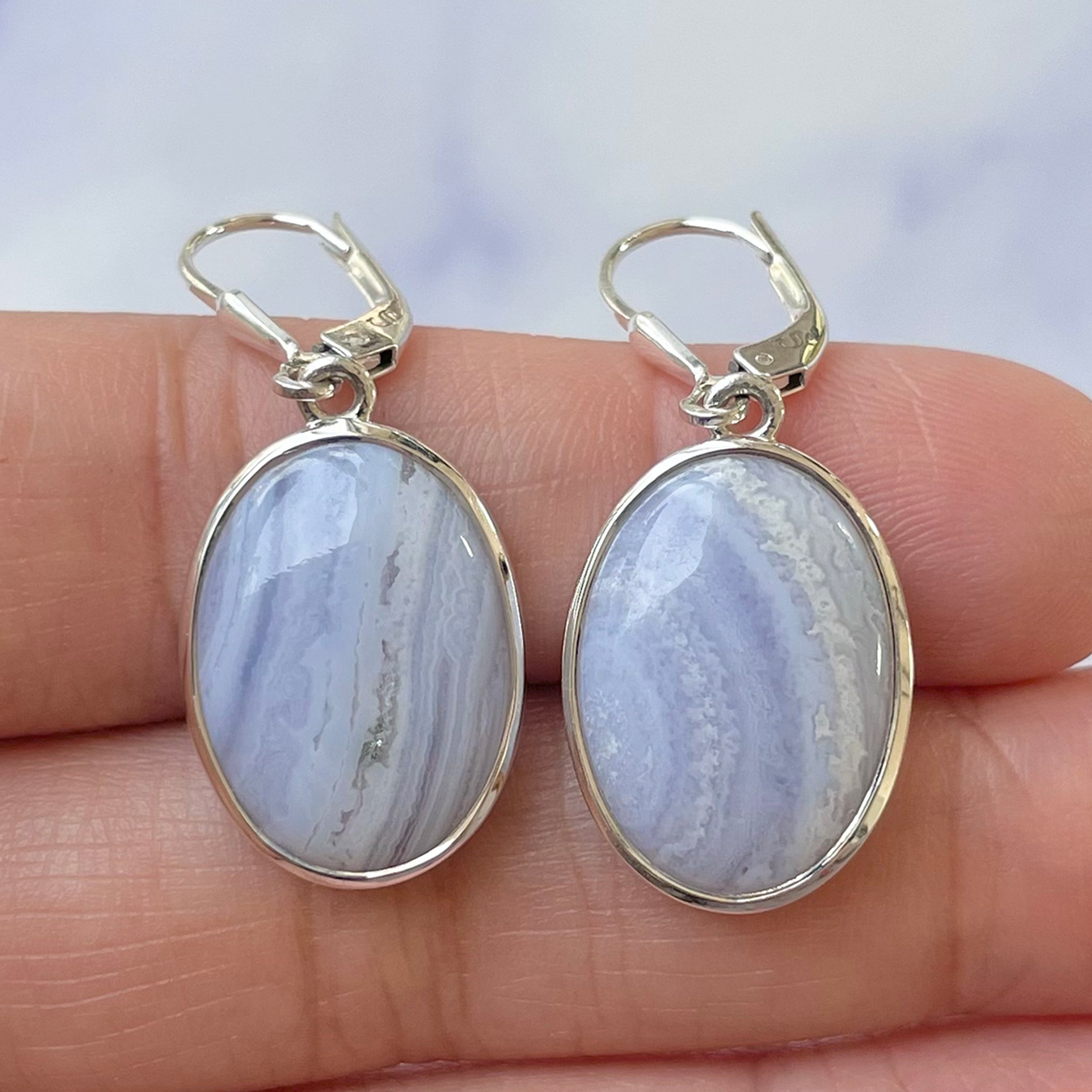 Blue Lace Agate Earring-(BLA-E-11.)