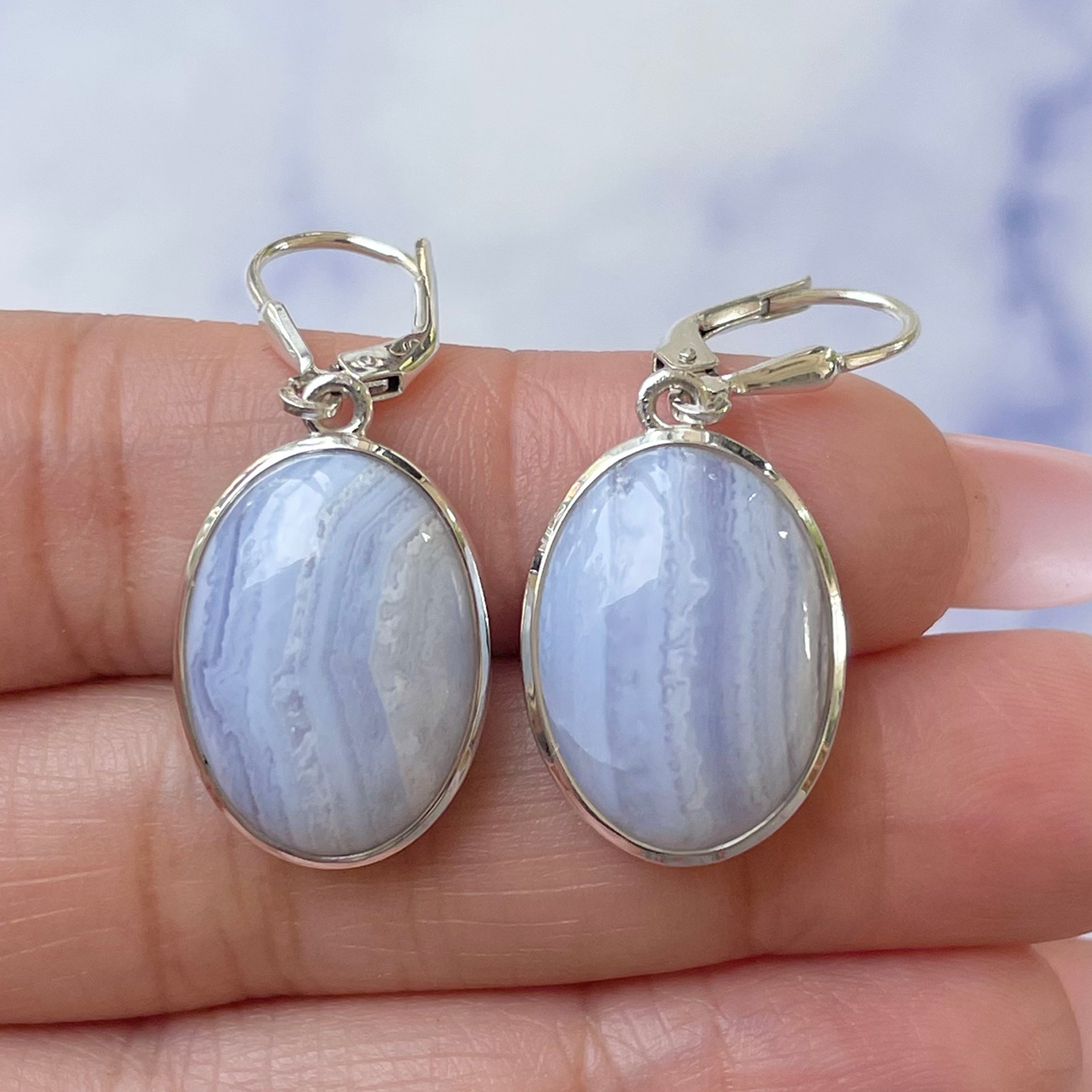 Blue Lace Agate Earring-(BLA-E-13.)