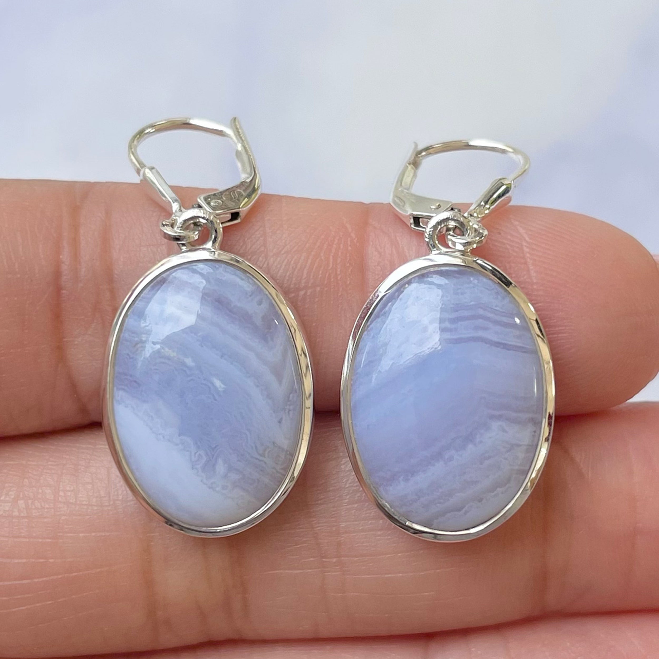 Blue Lace Agate Earring-(BLA-E-15.)