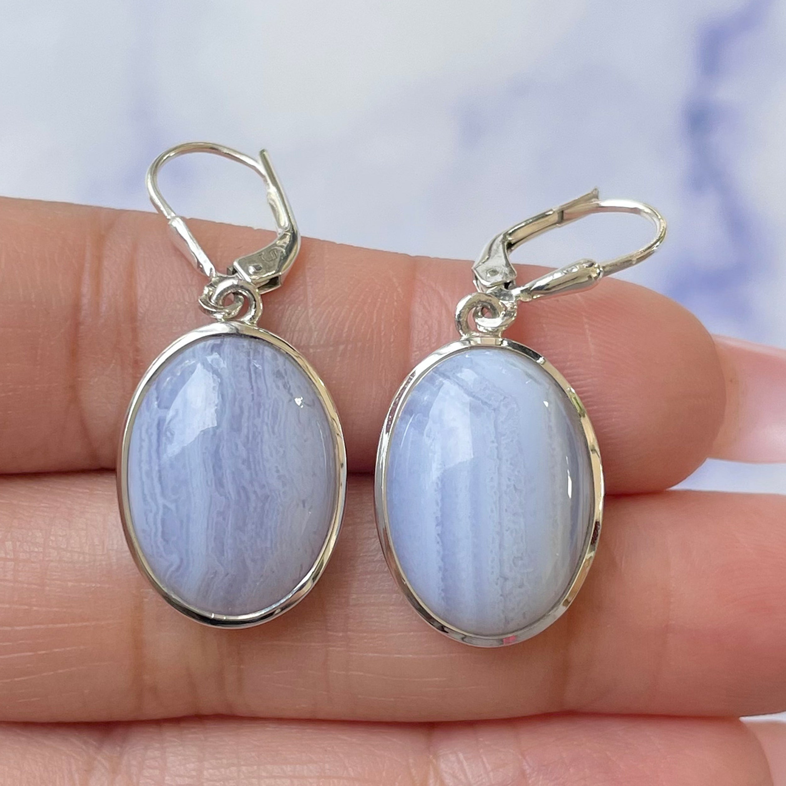 Blue Lace Agate Earring-(BLA-E-16.)