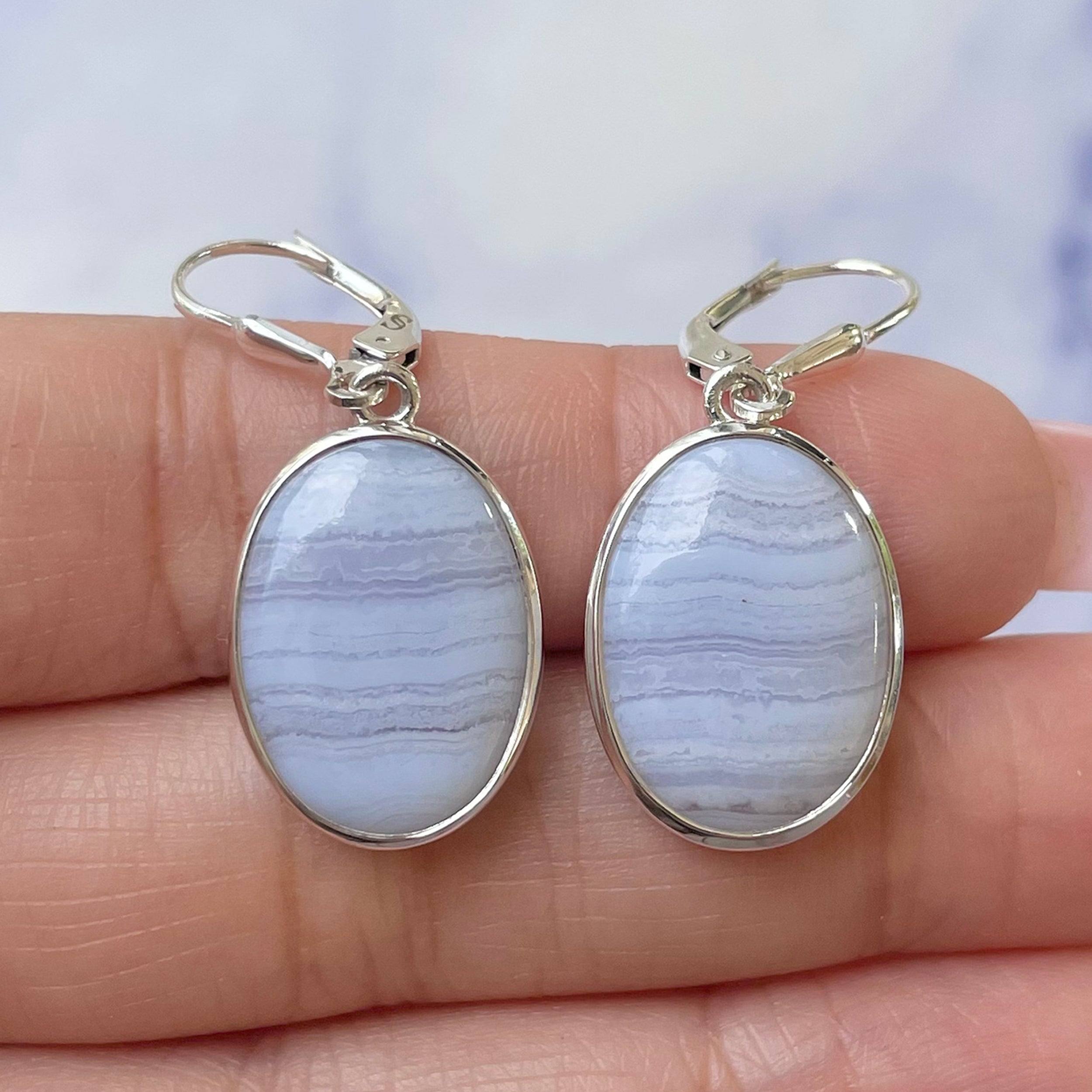 Blue Lace Agate Earring-(BLA-E-17.)