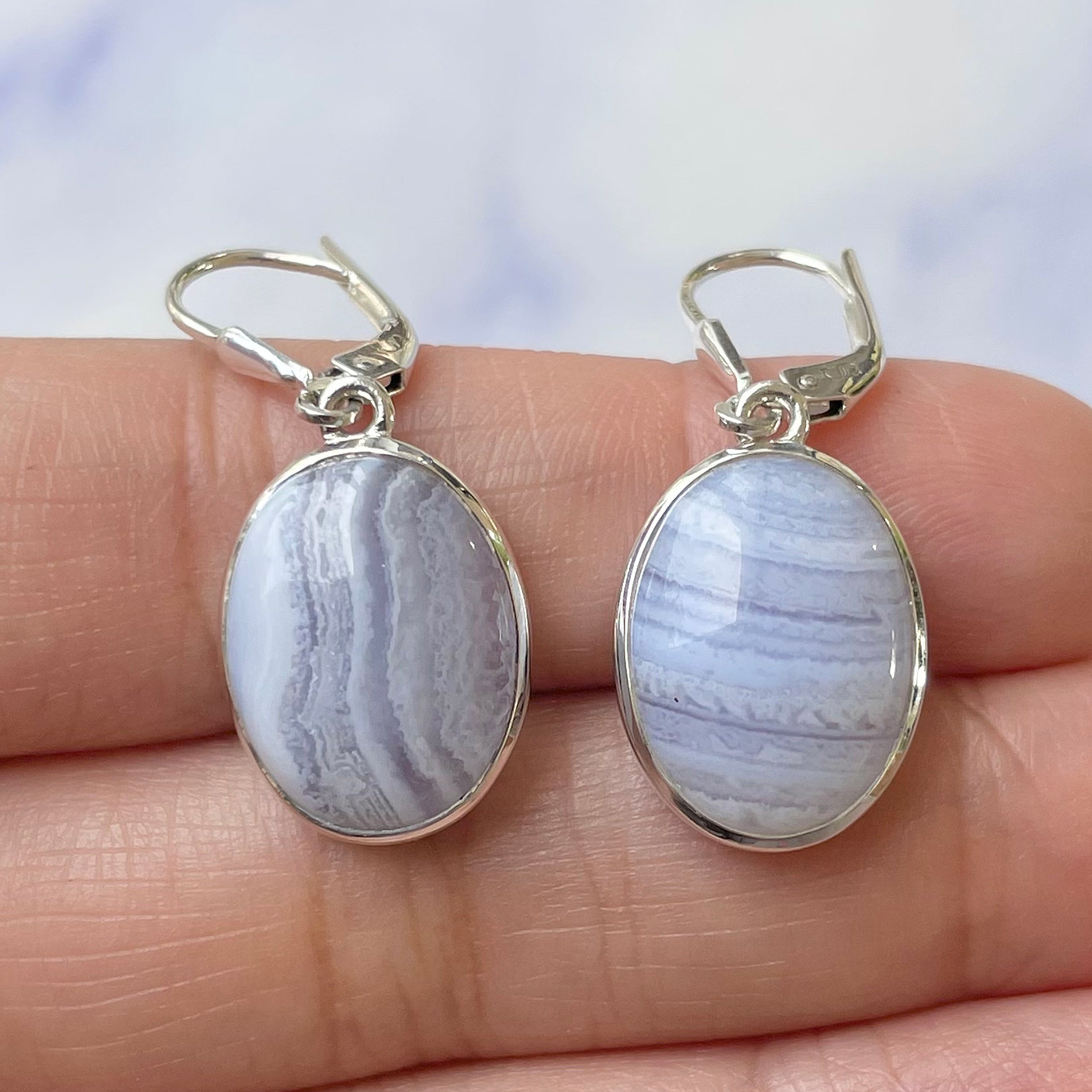 Blue Lace Agate Earring-(BLA-E-19.)