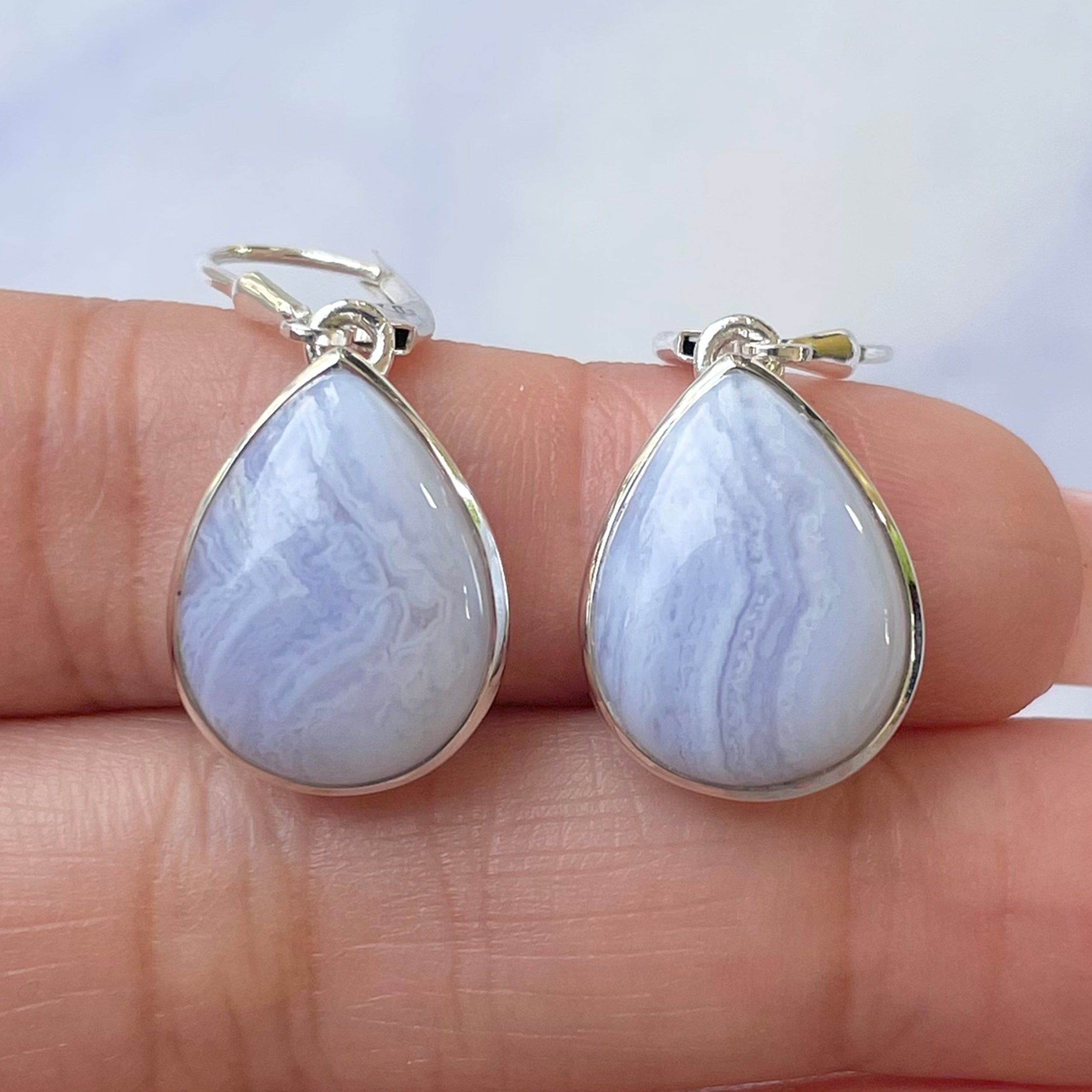 Blue Lace Agate Earring-(BLA-E-2.)