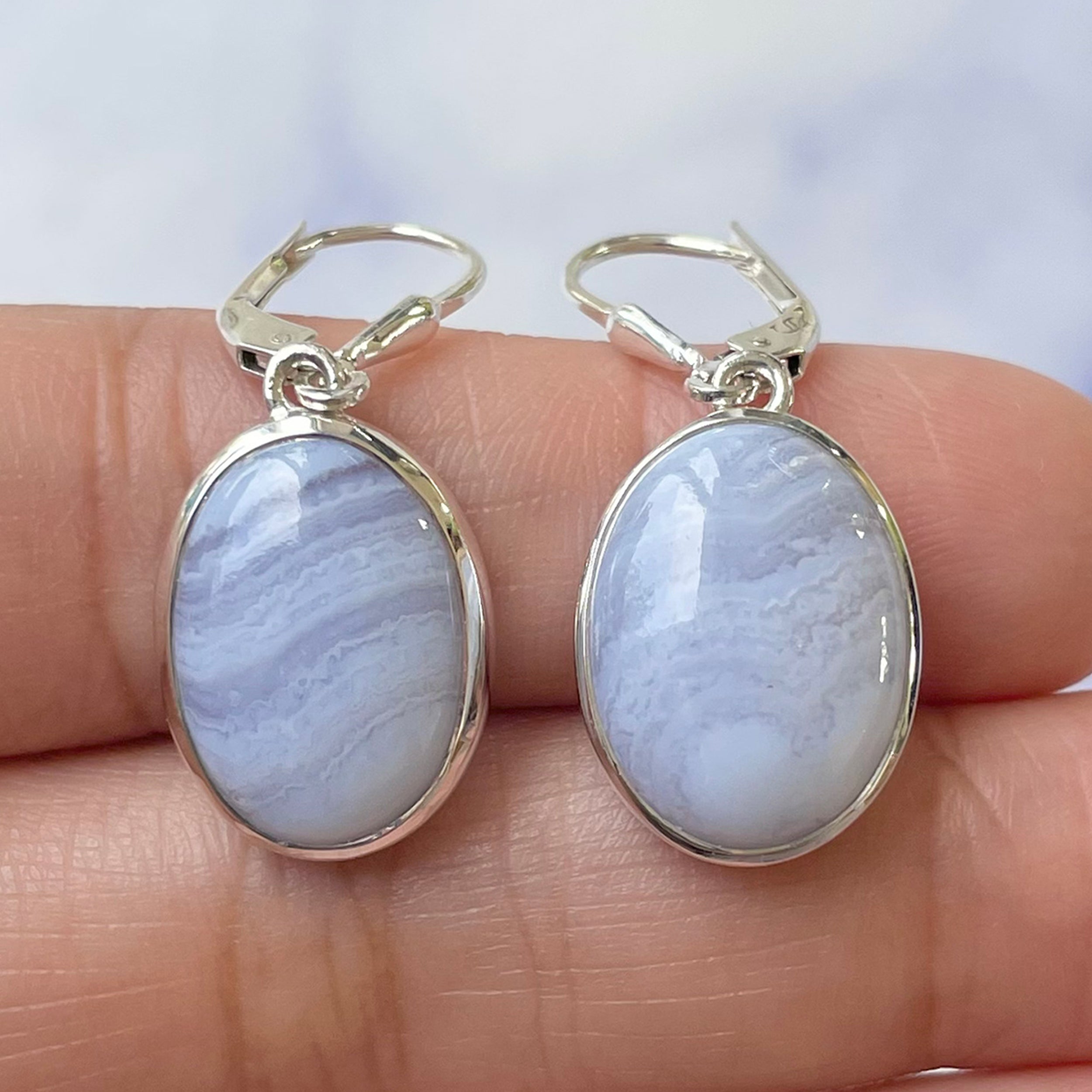 Blue Lace Agate Earring-(BLA-E-20.)