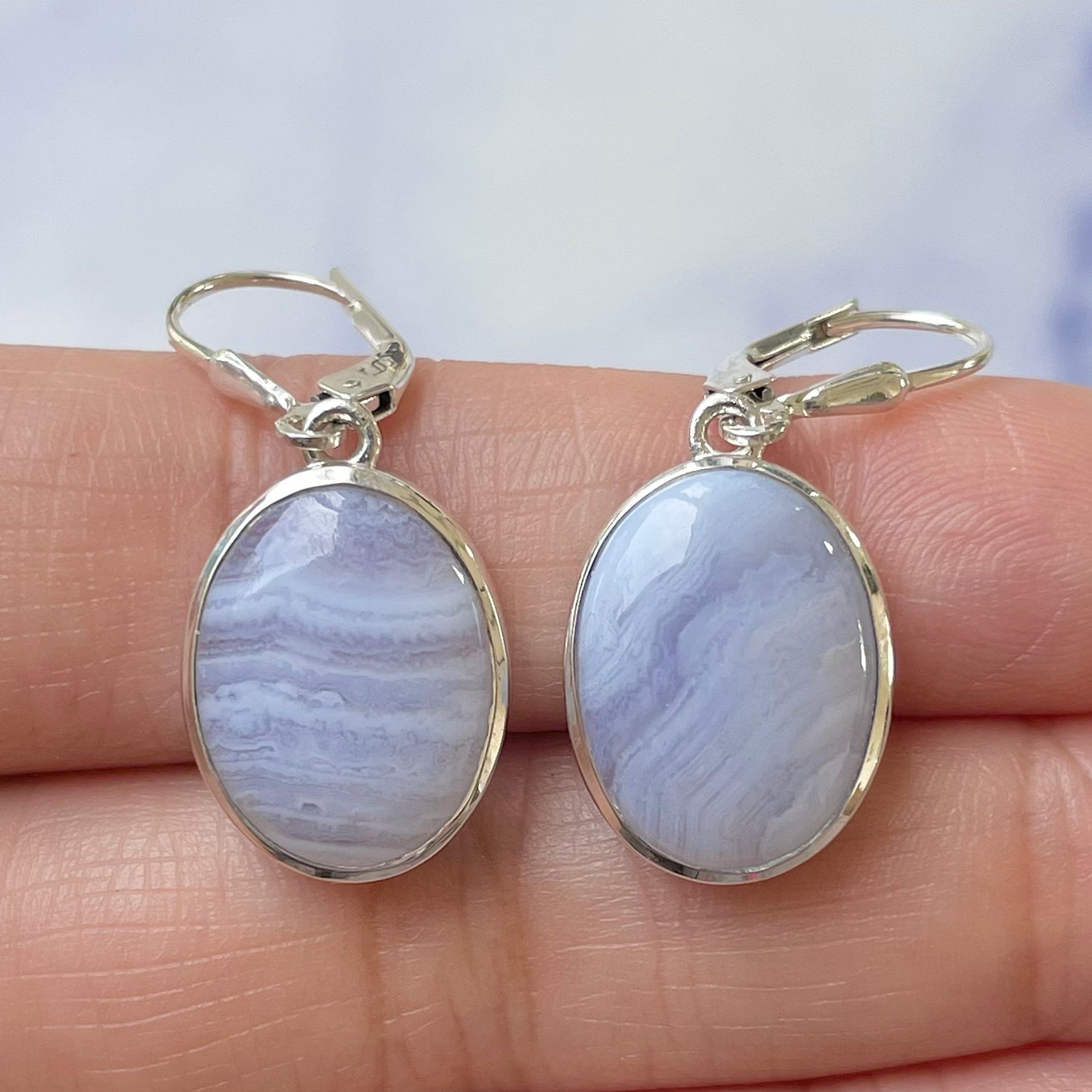 Blue Lace Agate Earring-(BLA-E-21.)