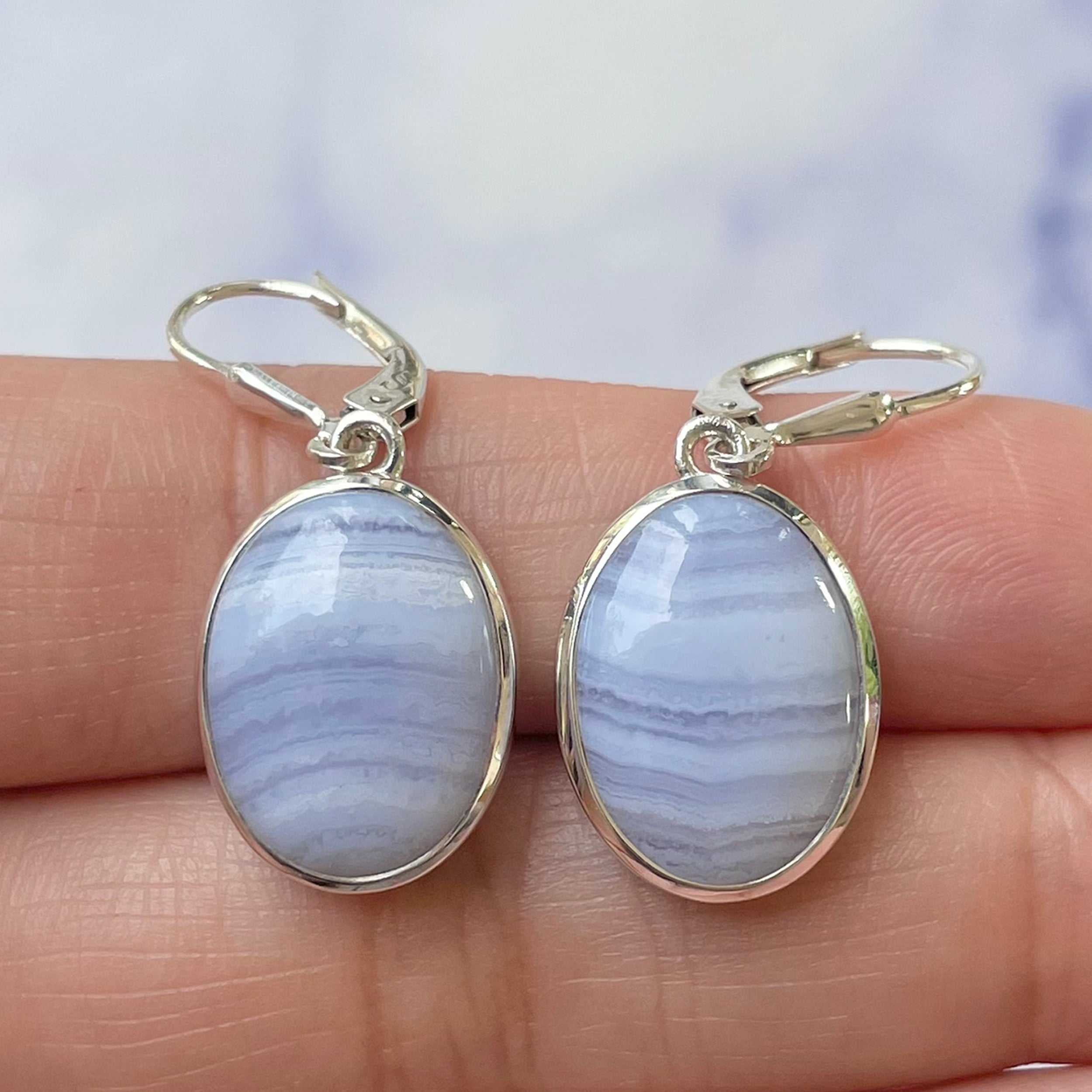 Blue Lace Agate Earring-(BLA-E-22.)