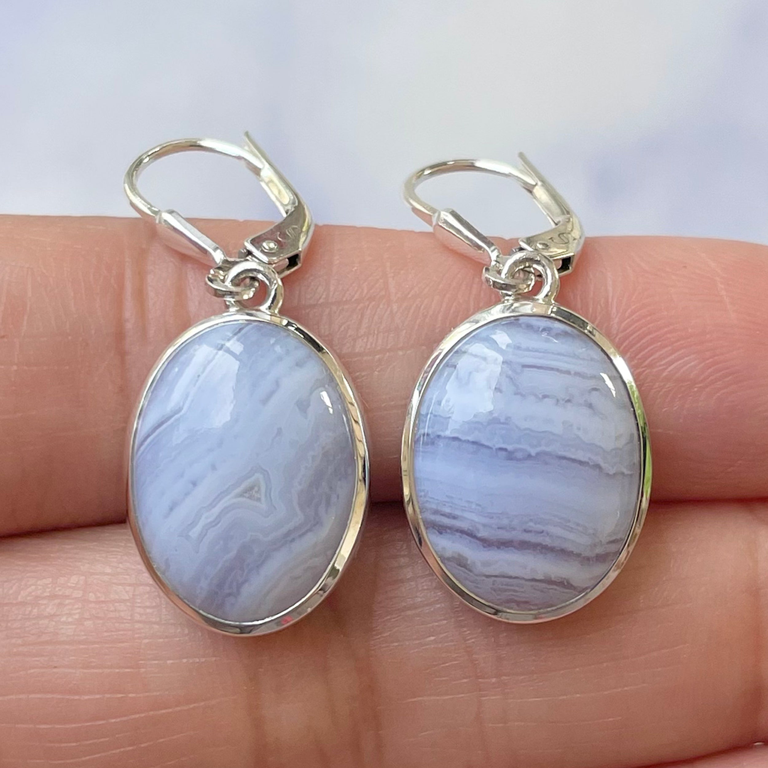 Blue Lace Agate Earring-(BLA-E-23.)