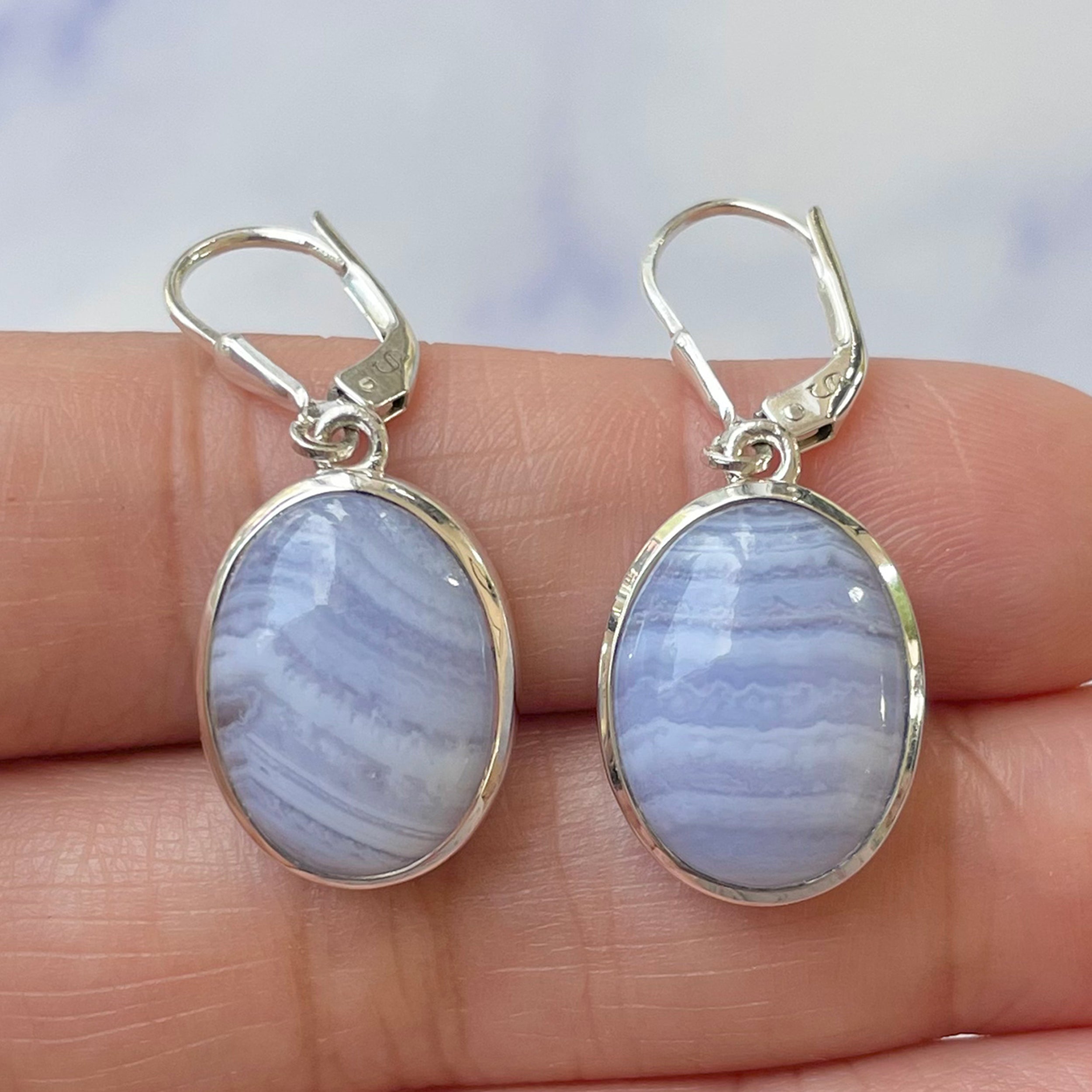 Blue Lace Agate Earring-(BLA-E-24.)