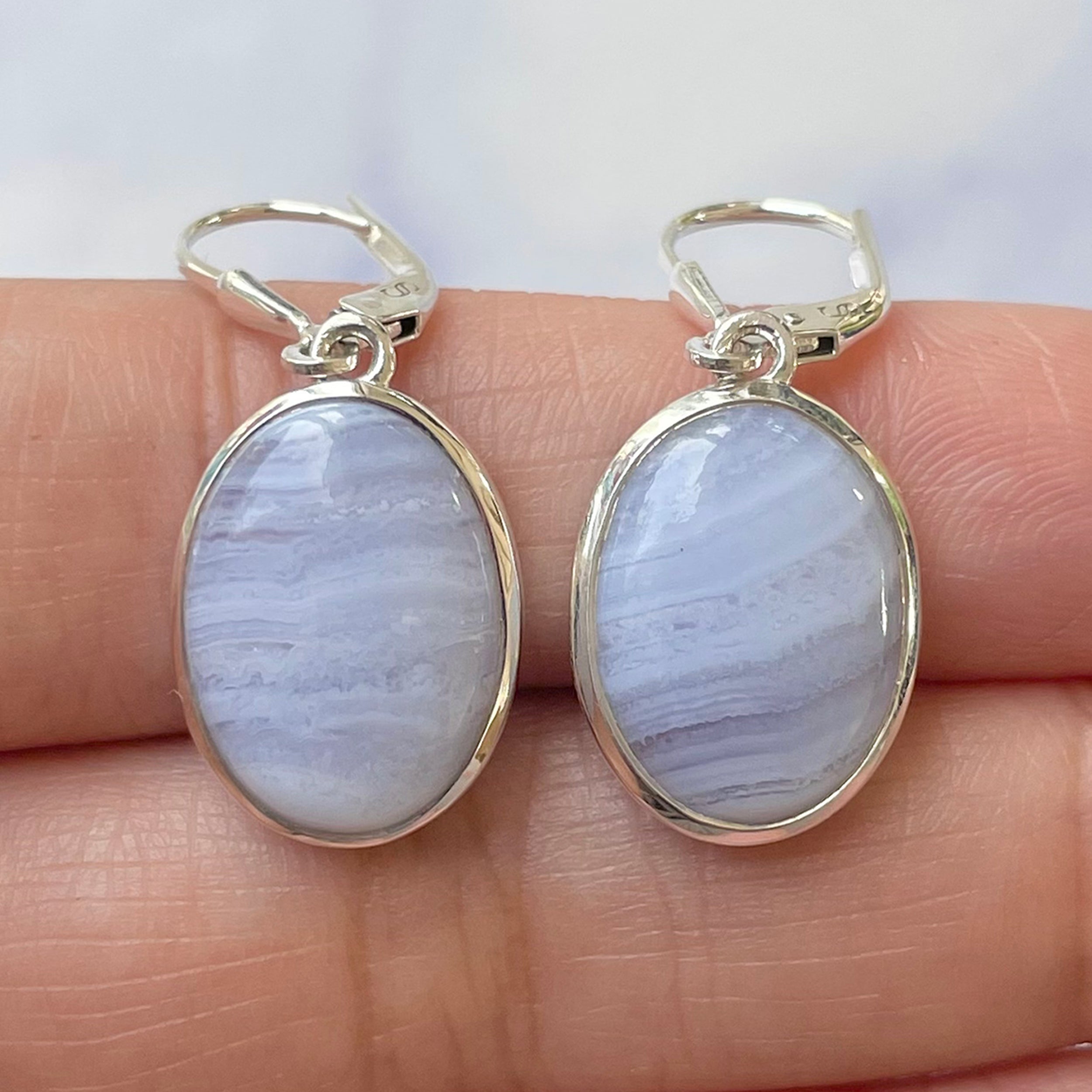 Blue Lace Agate Earring-(BLA-E-25.)